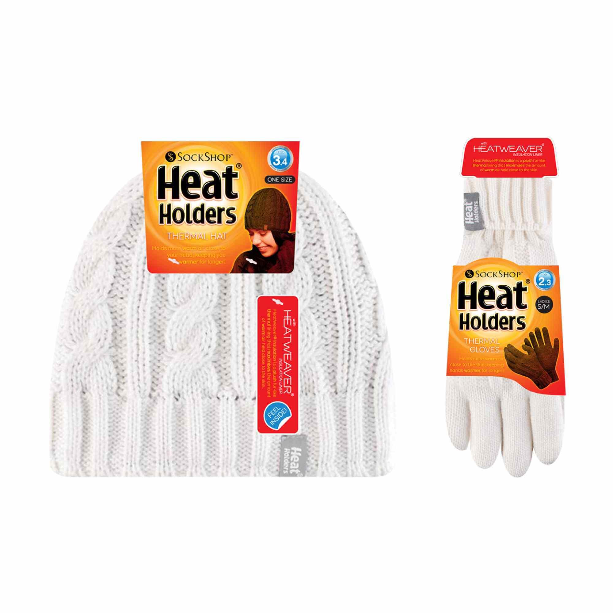 Ladies Fleece Lined Thermal Hat & Gloves Set for Winter 2/4