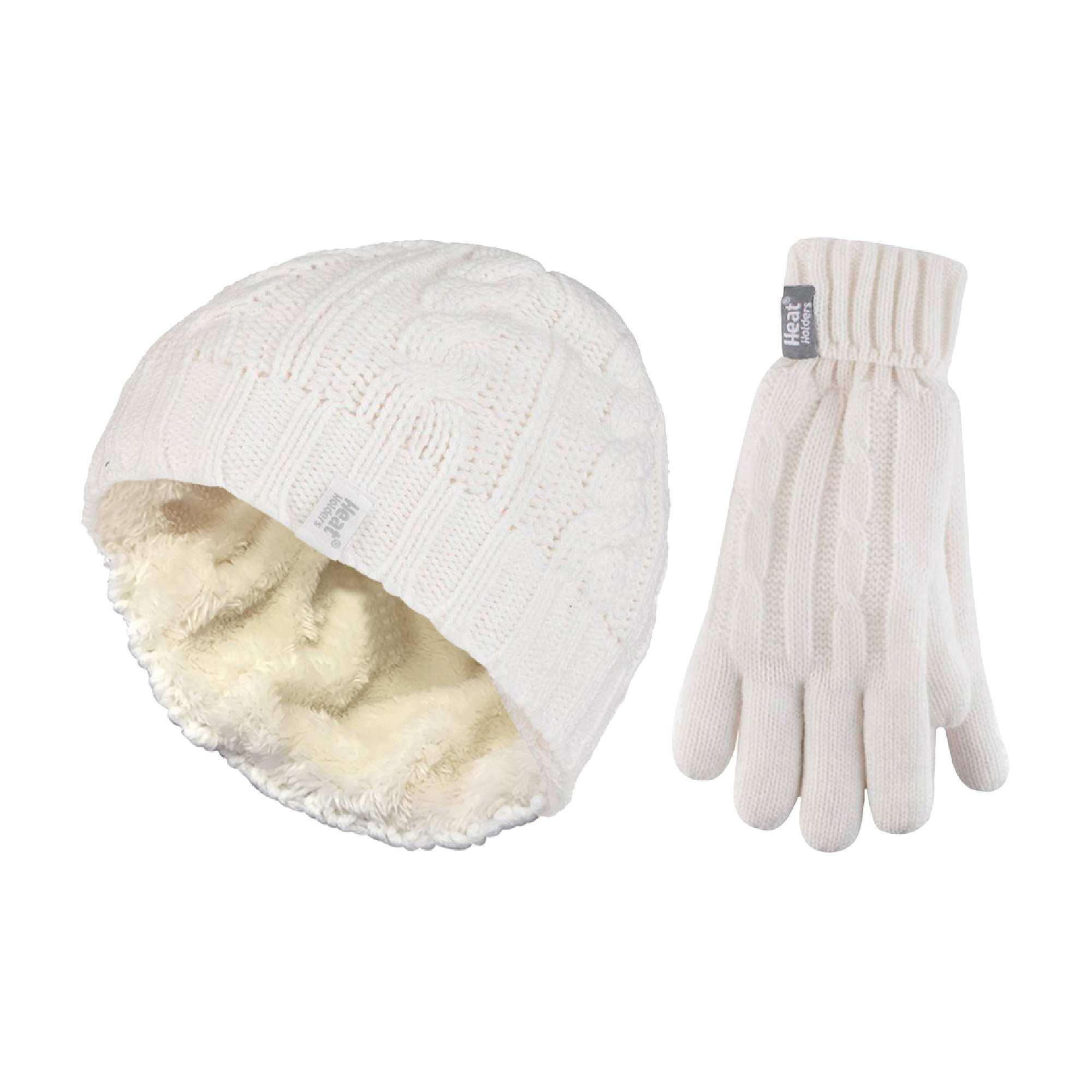 Ladies Fleece Lined Thermal Hat & Gloves Set for Winter 1/4