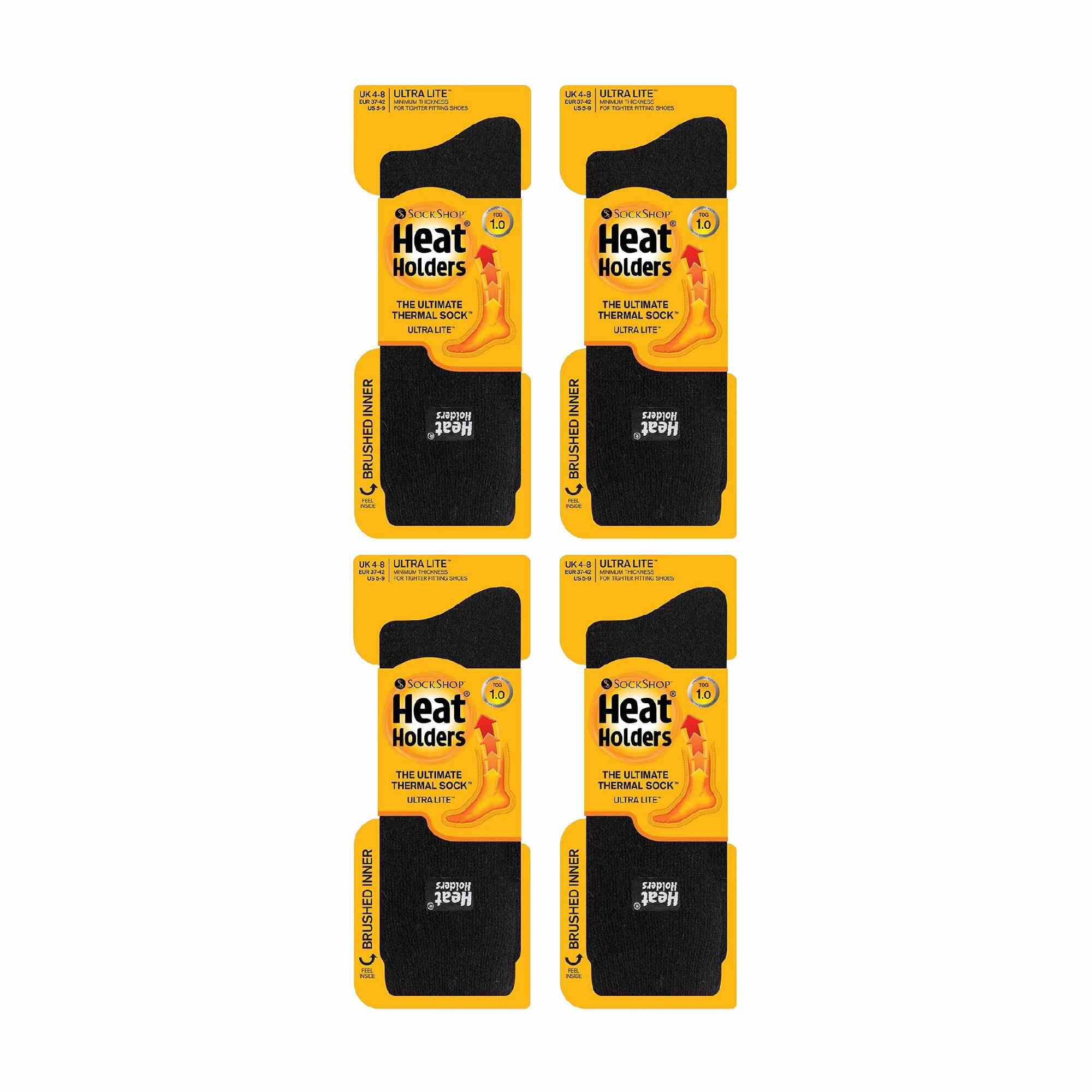 4 Pairs Ladies Ultra Lite Extra Thin 1.0 TOG Casual Thermal Socks 2/6