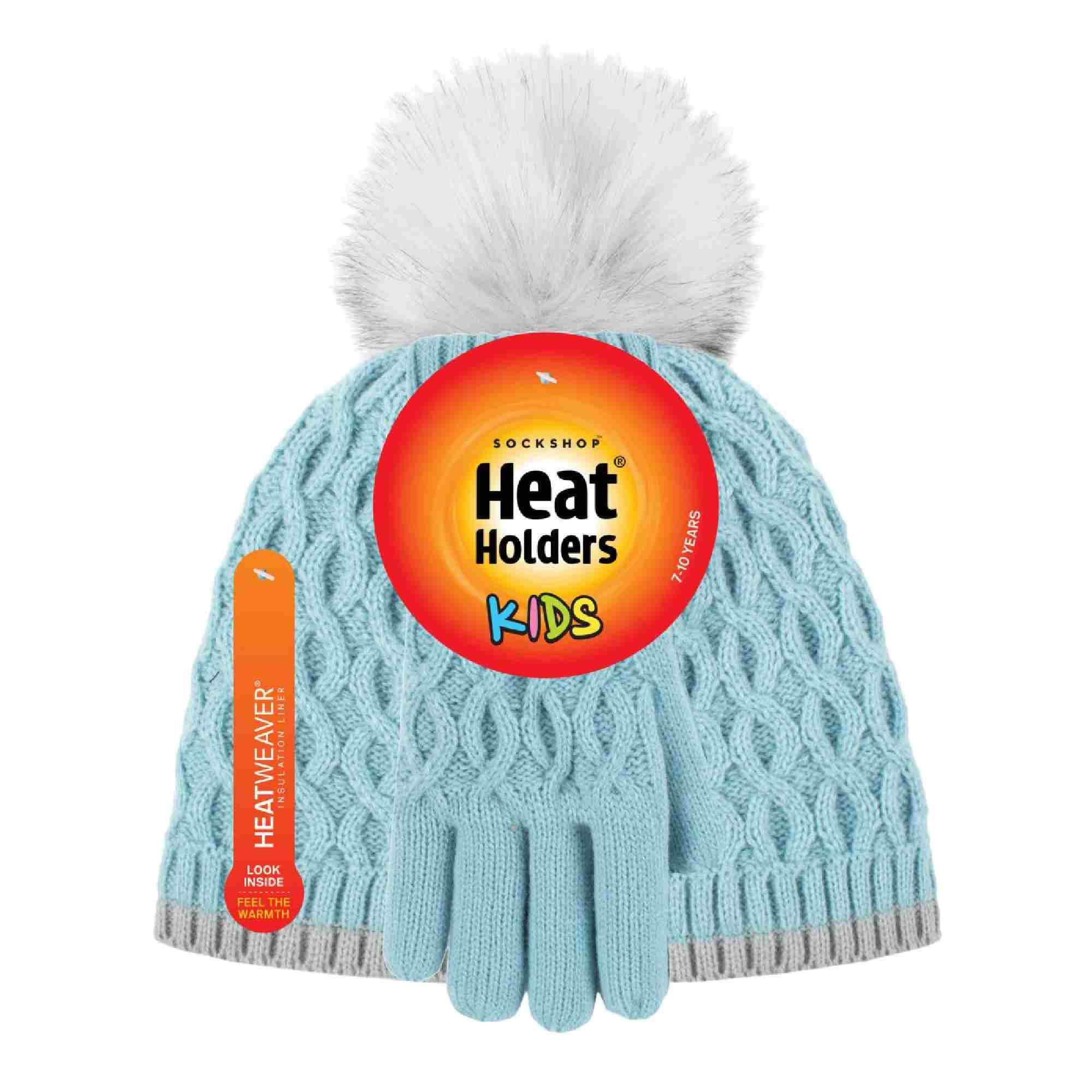 Girls Thermal Insulated Pom Pom Bobble Beanie Hat and Gloves 2/3