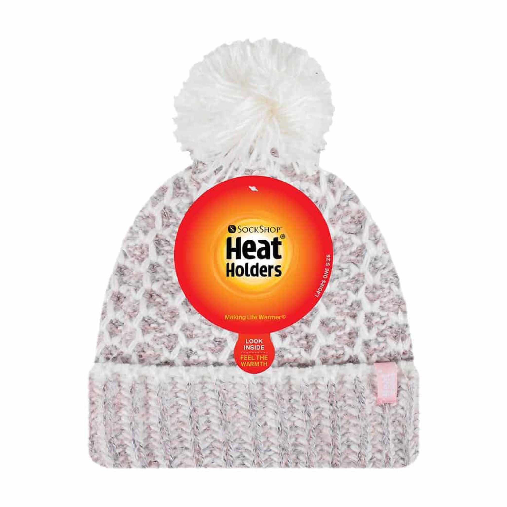 Ladies Fleece Lined Cuffed Thermal Winter Bobble Hat with Pom Pom 2/5