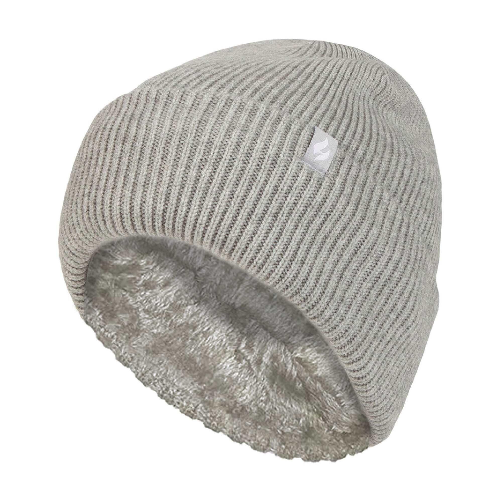 HEAT HOLDERS Ladies Fleece Lined Ribbed Thermal Turnover Hat for Winter