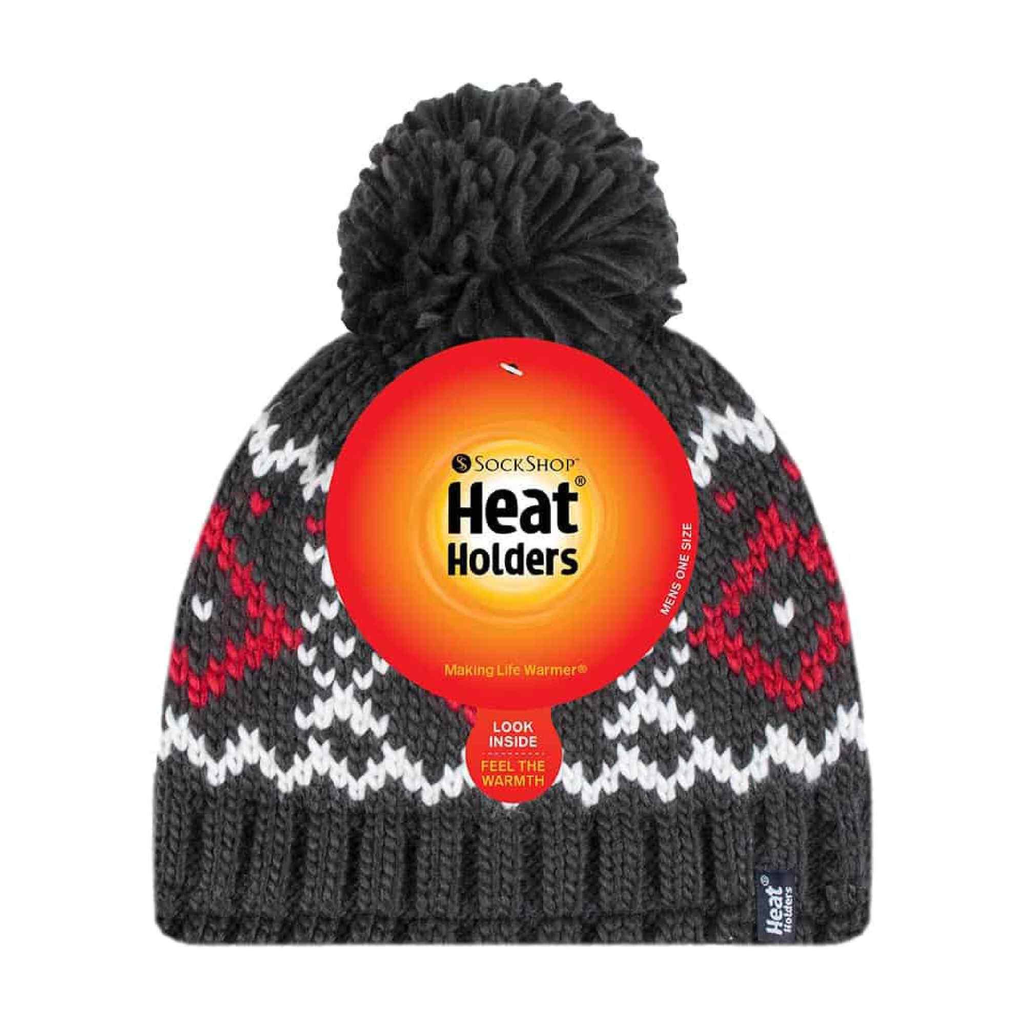 Mens Fleece Lined Thermal Winter Warm Beanie Bobble Hat with Pom Pom 2/6