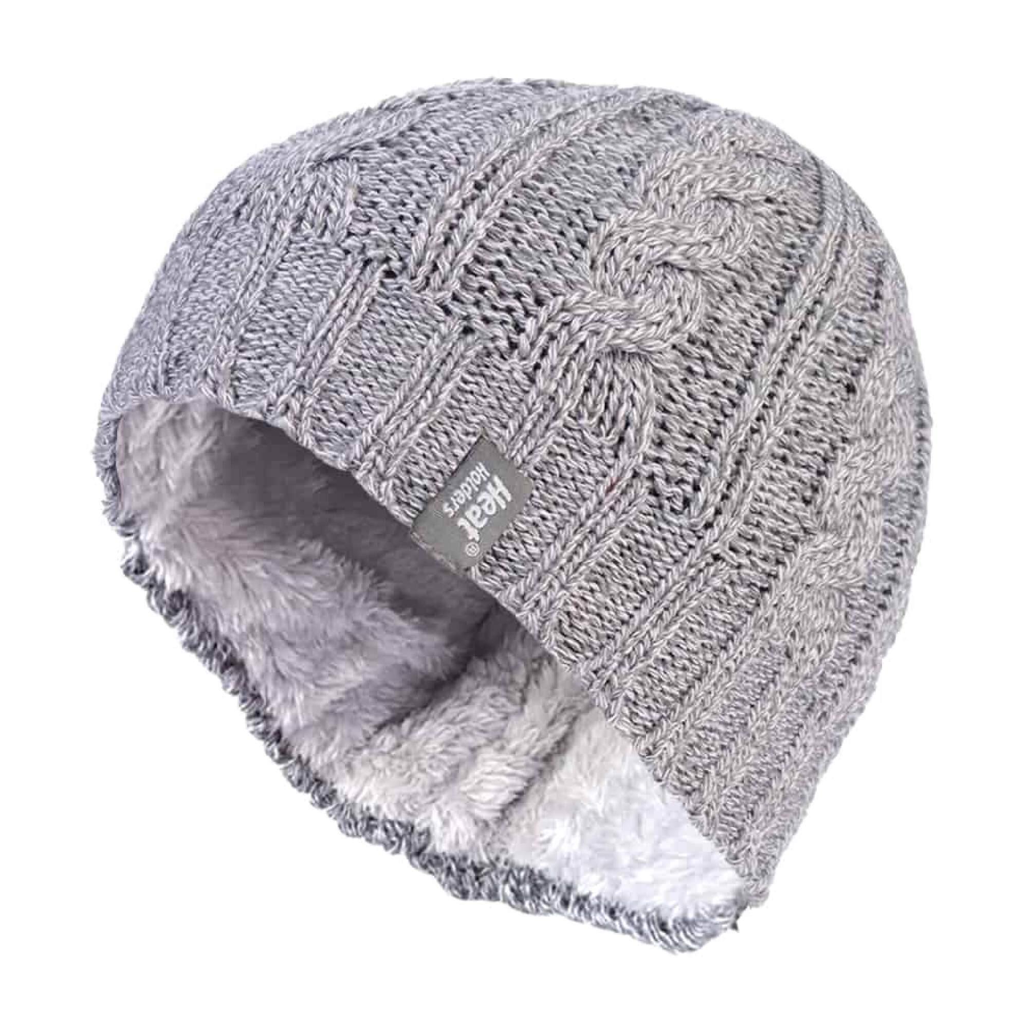 Ladies Cable Knit Fleece Lined 3.4 TOG Thermal Winter Hat 1/4