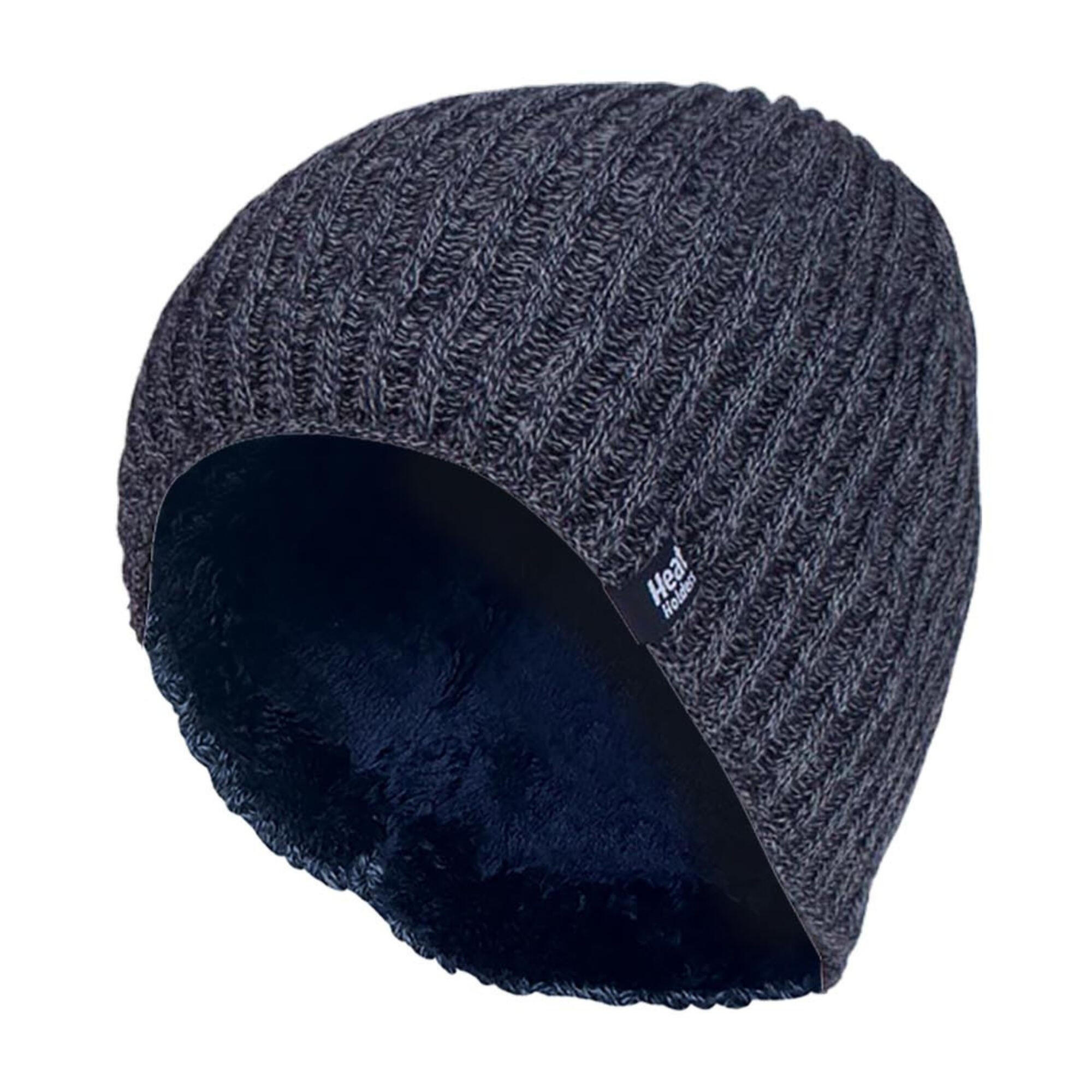 Mens Fleece Lined Thermal Winter Knitted Beanie Hat 1/4