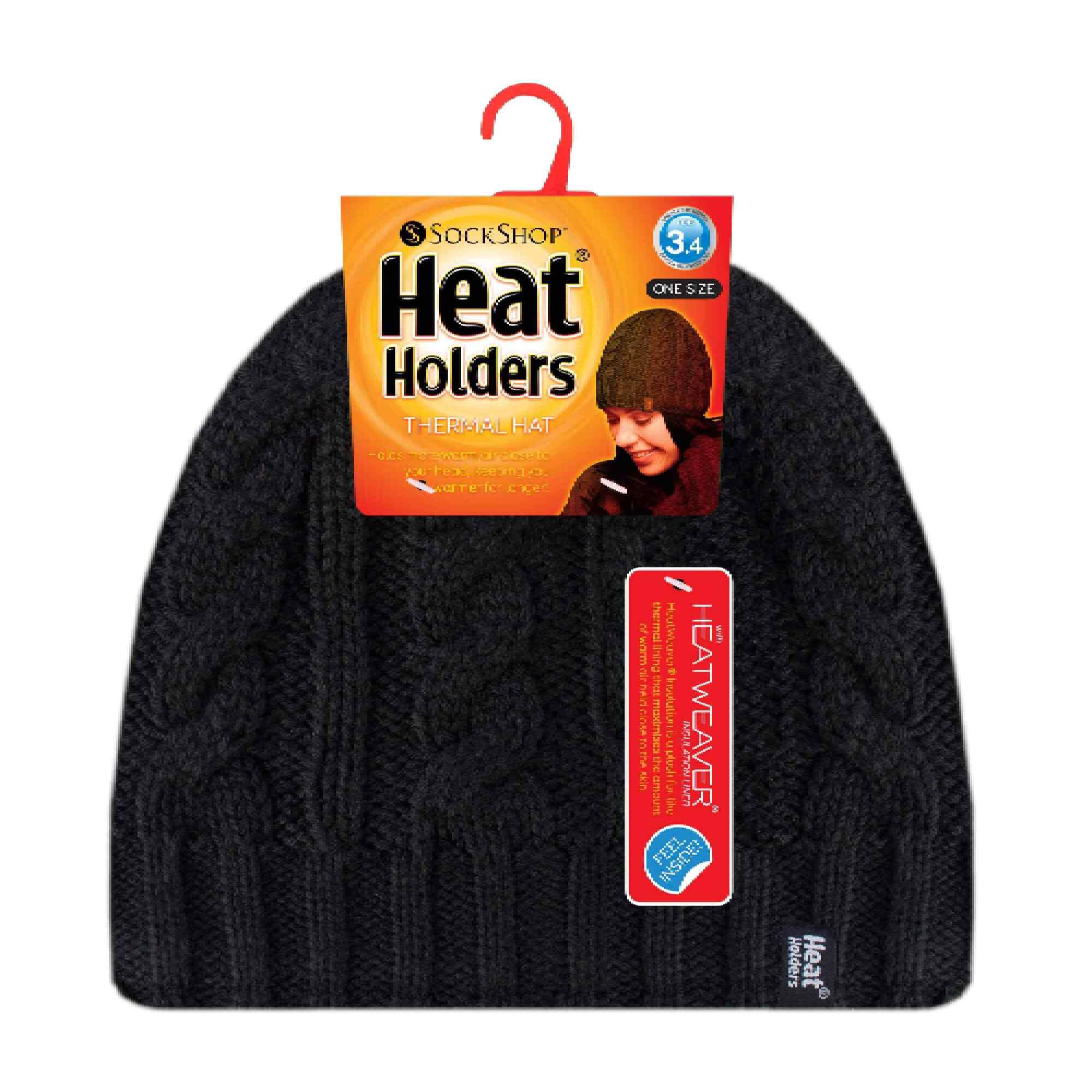 Ladies Cable Knit 3.4 Tog Fleece Lined Thermal Winter Hat 2/5