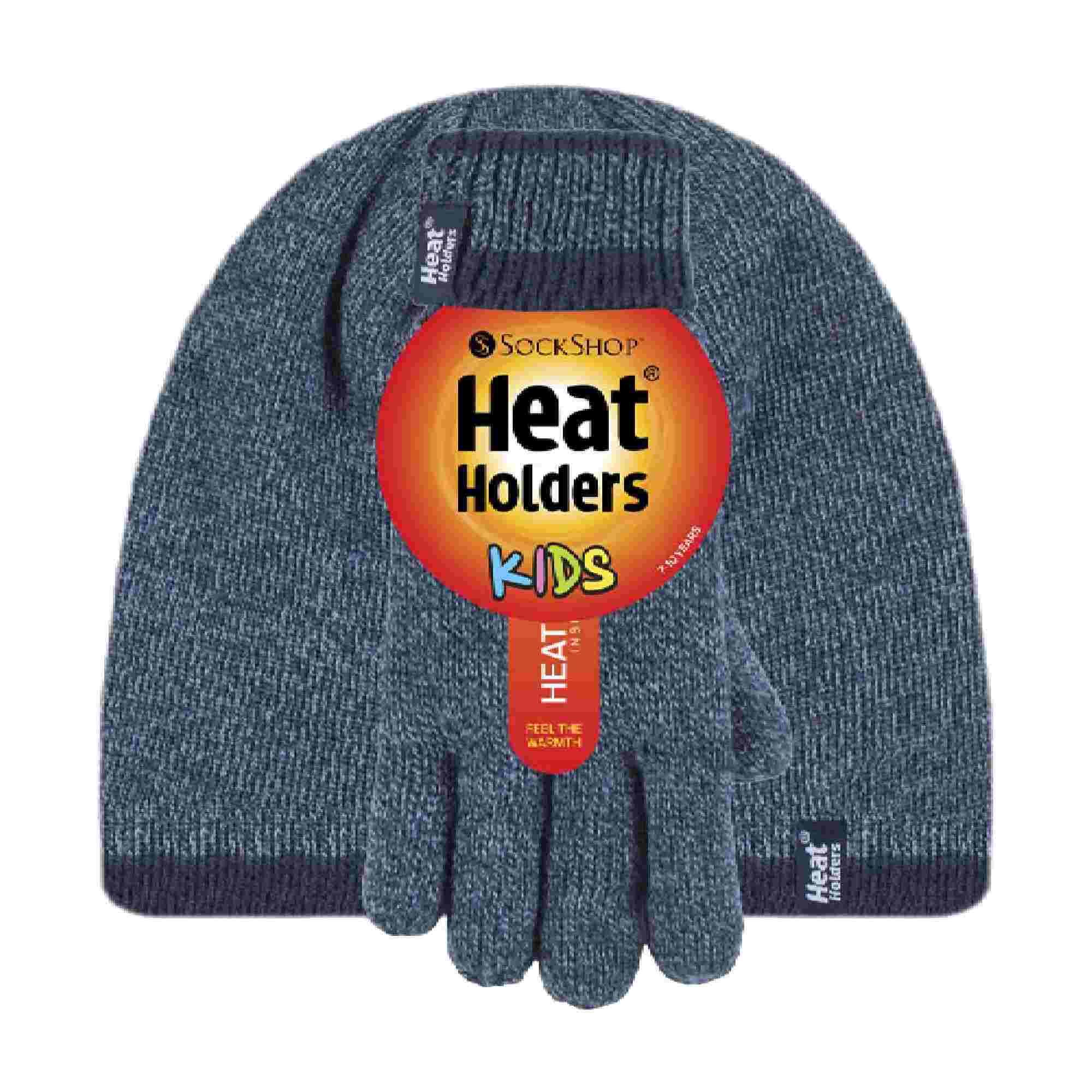 Heat Holders - Jungen Isoliert Wendebündchen Gerippte Mütze und Handschuhe Set 2/4