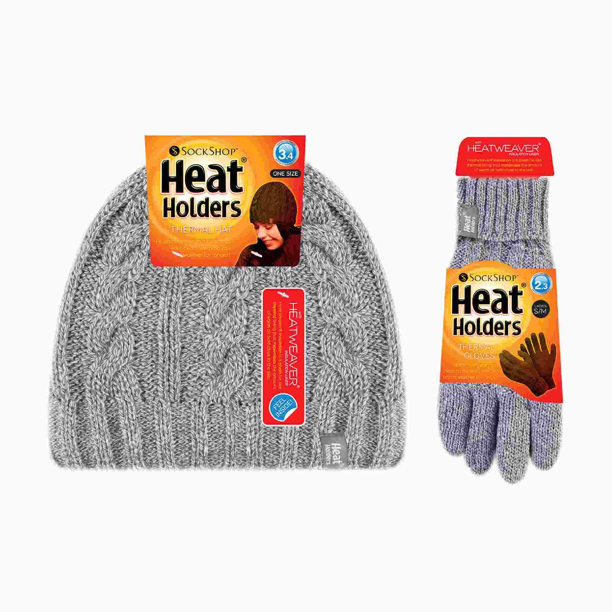 Ladies Fleece Lined Thermal Hat & Gloves Set for Winter 2/4