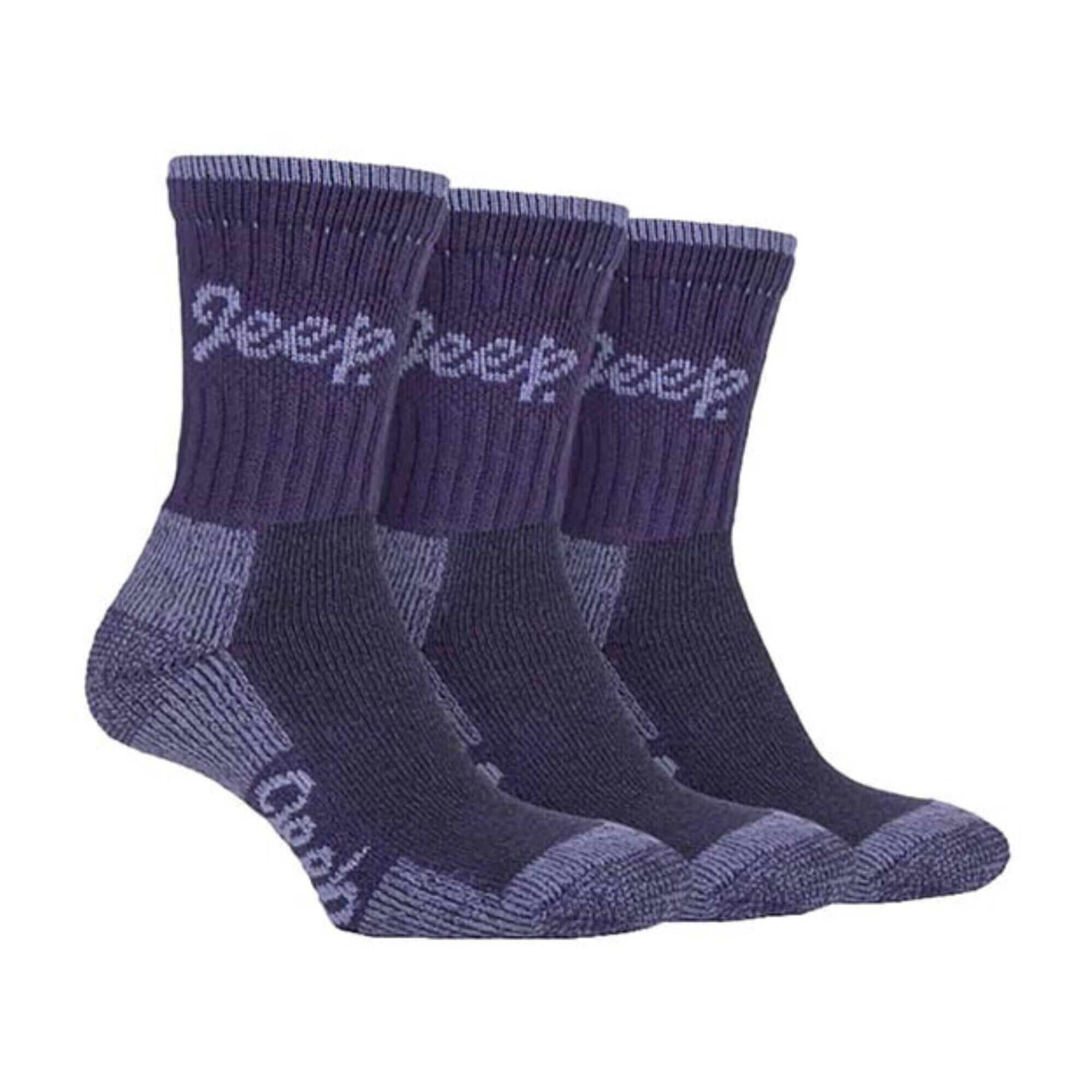 JEEP 3 Pairs Cotton Cushioned Walking Hiking Socks for Ladies
