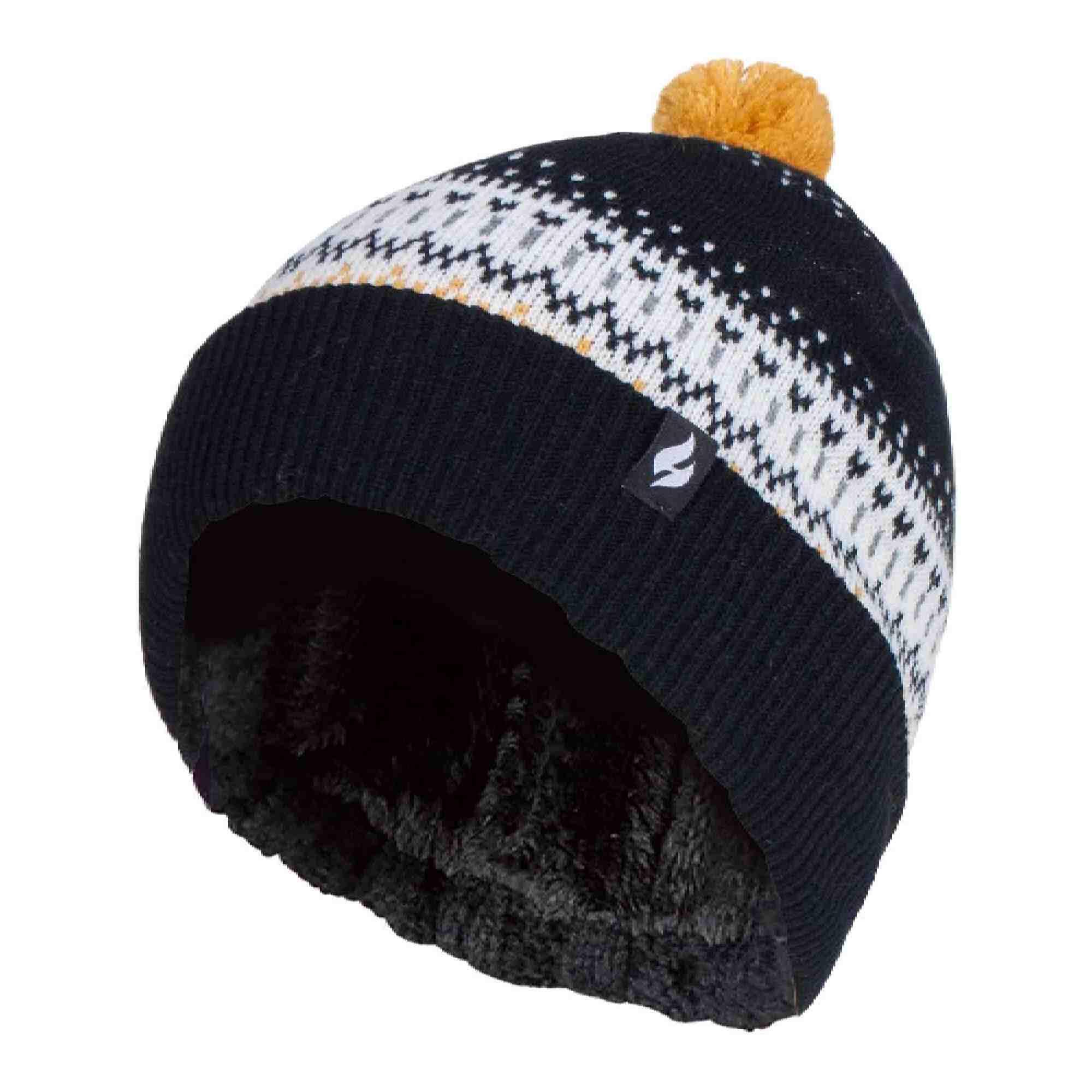 HEAT HOLDERS Ladies Knitted Beanie Bobble Hat with Pom Pom