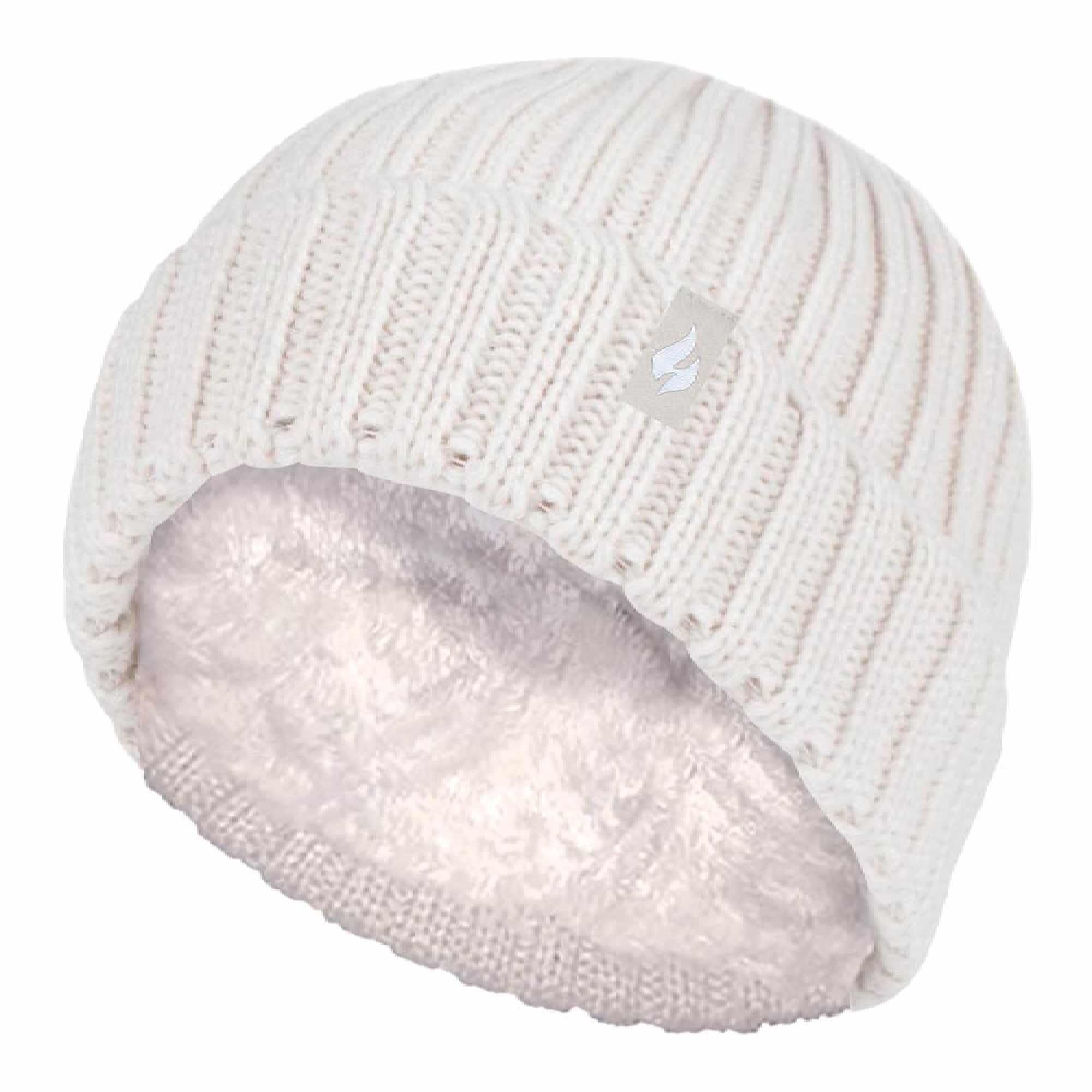 HEAT HOLDERS Girls Thick Chunky Ribbed Beanie Hat with Bobble for Winter