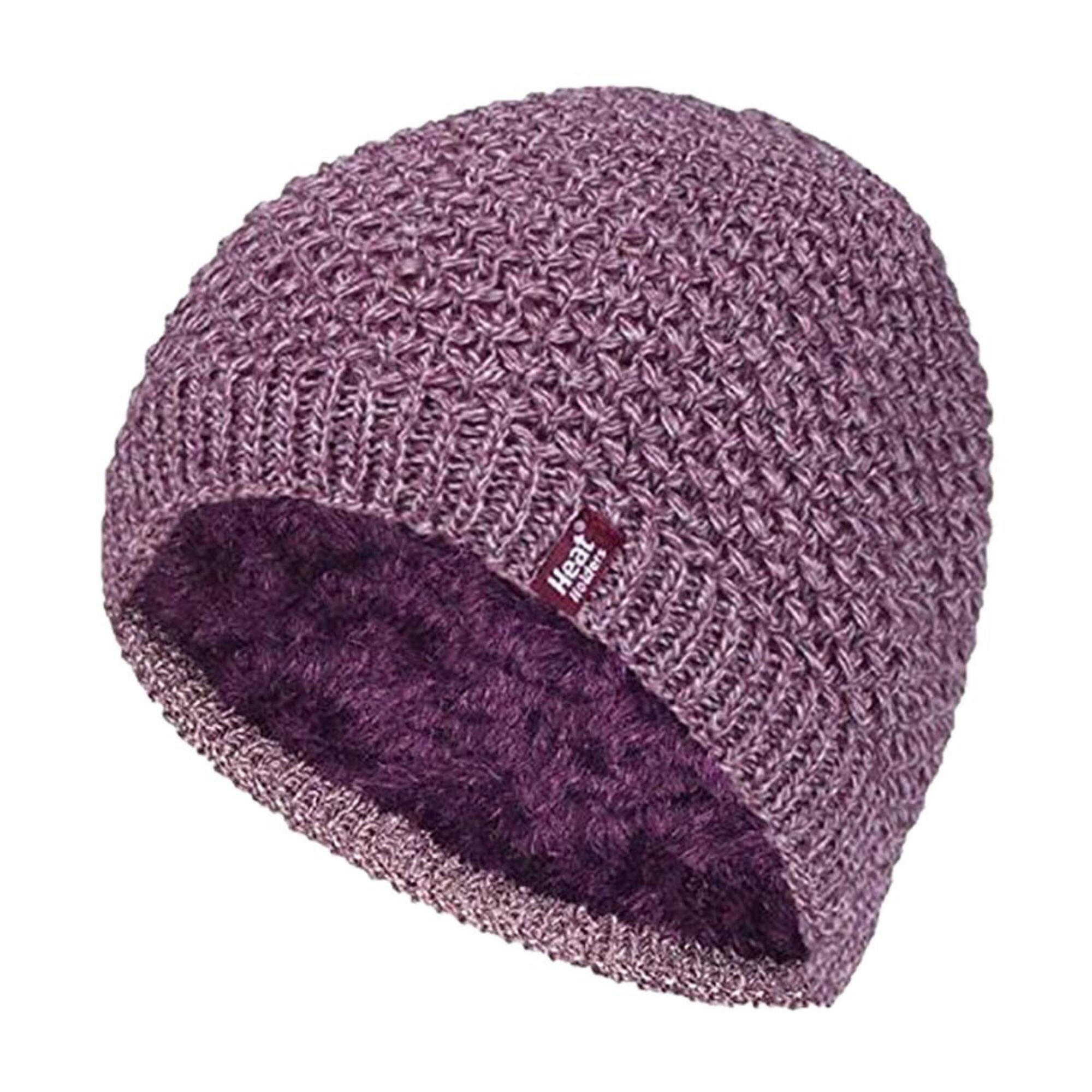 Ladies Knit Fleece Lined Warm Thermal Beanie Hat 1/4