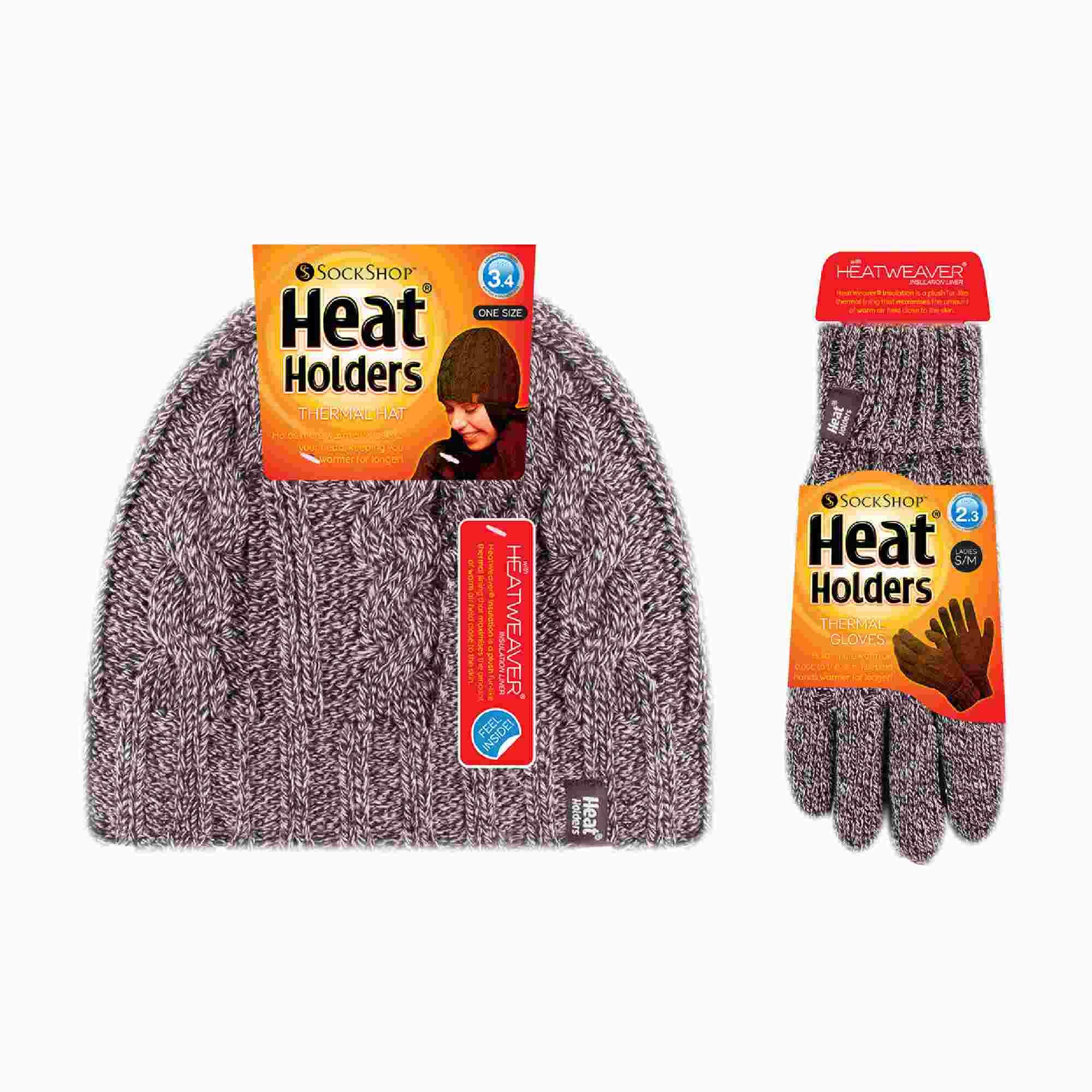 Ladies Fleece Lined Thermal Hat & Gloves Set for Winter 2/4