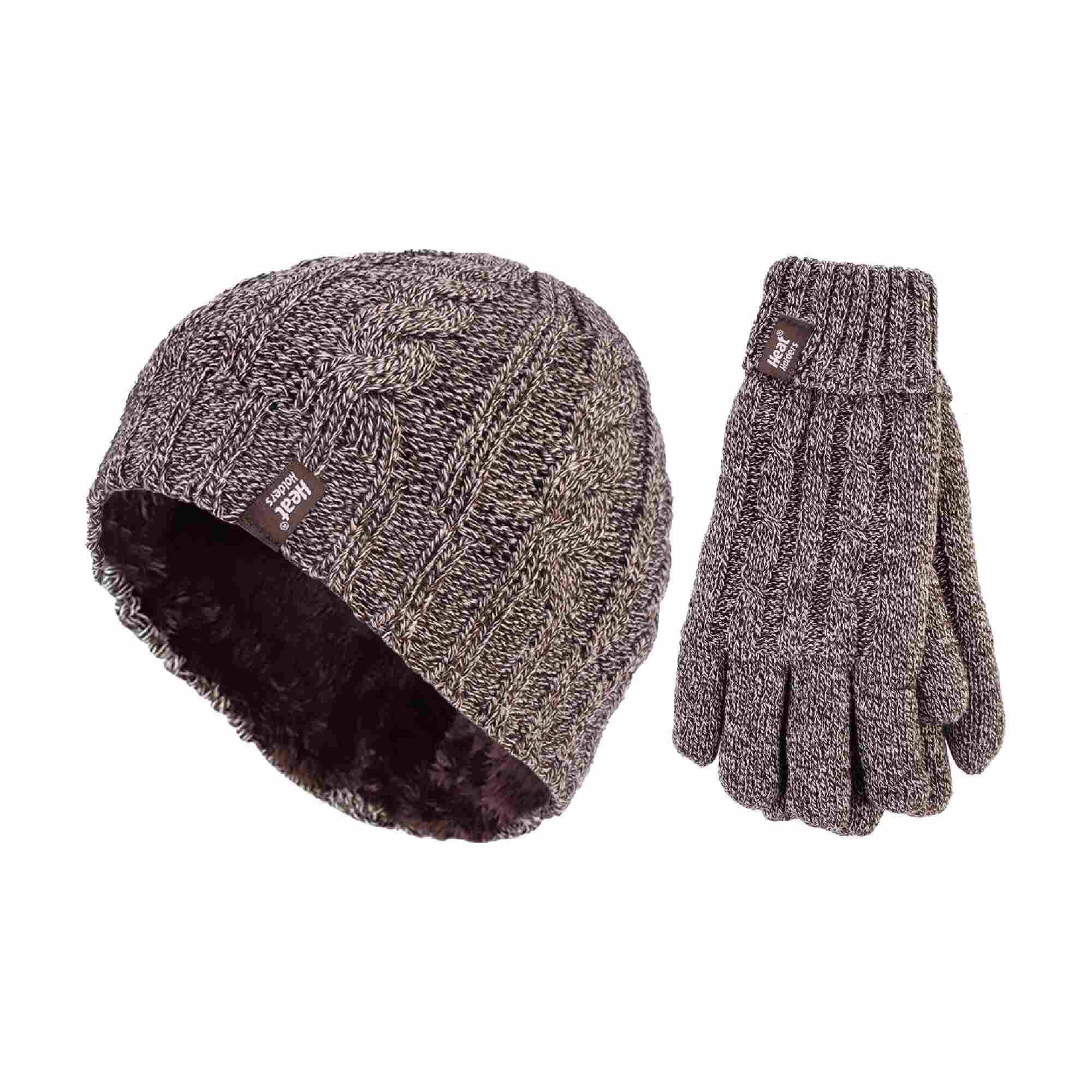 Ladies Fleece Lined Thermal Hat & Gloves Set for Winter 1/4