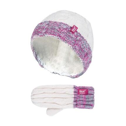 Heat Holders - Ensemble Bonnet Mitaines Thermiques Rayés Polaire Enfants Filles