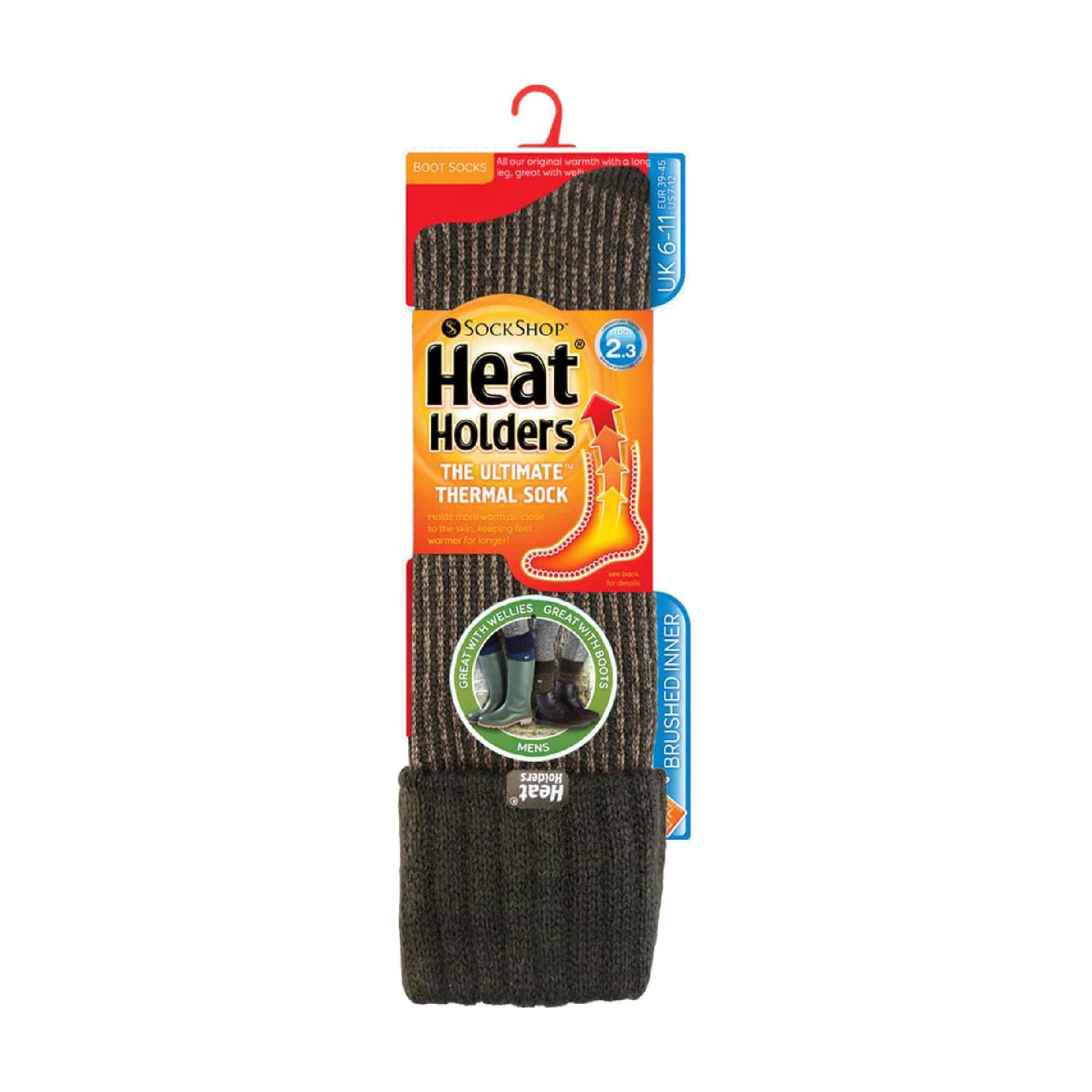 Mens Warm Winter Knee High Ribbed Thermal Boot Socks 2/4