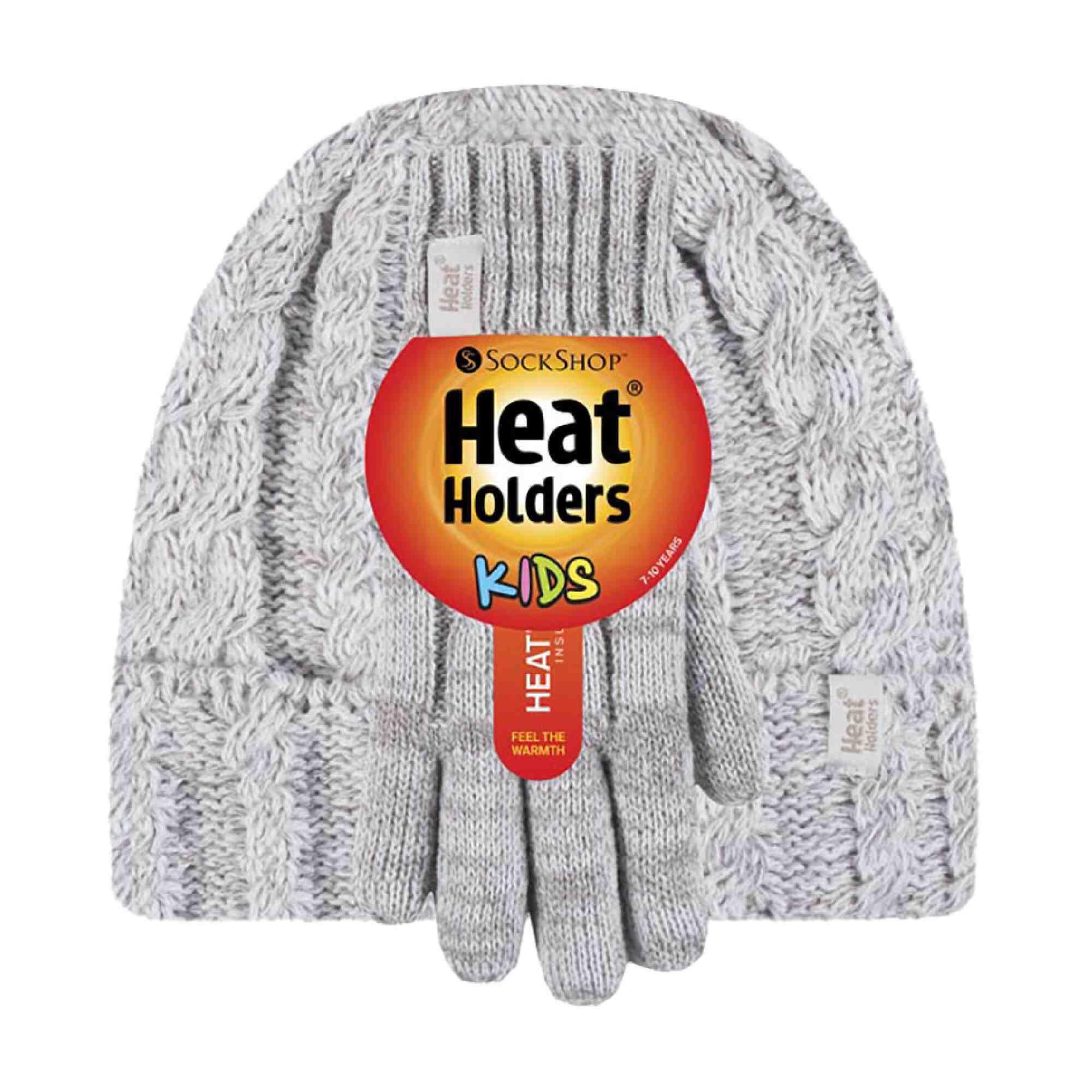 Heat Holders - Mädchen Gestrickt Fleece Bommel Wintermütze und Handschuhe Set 2/5