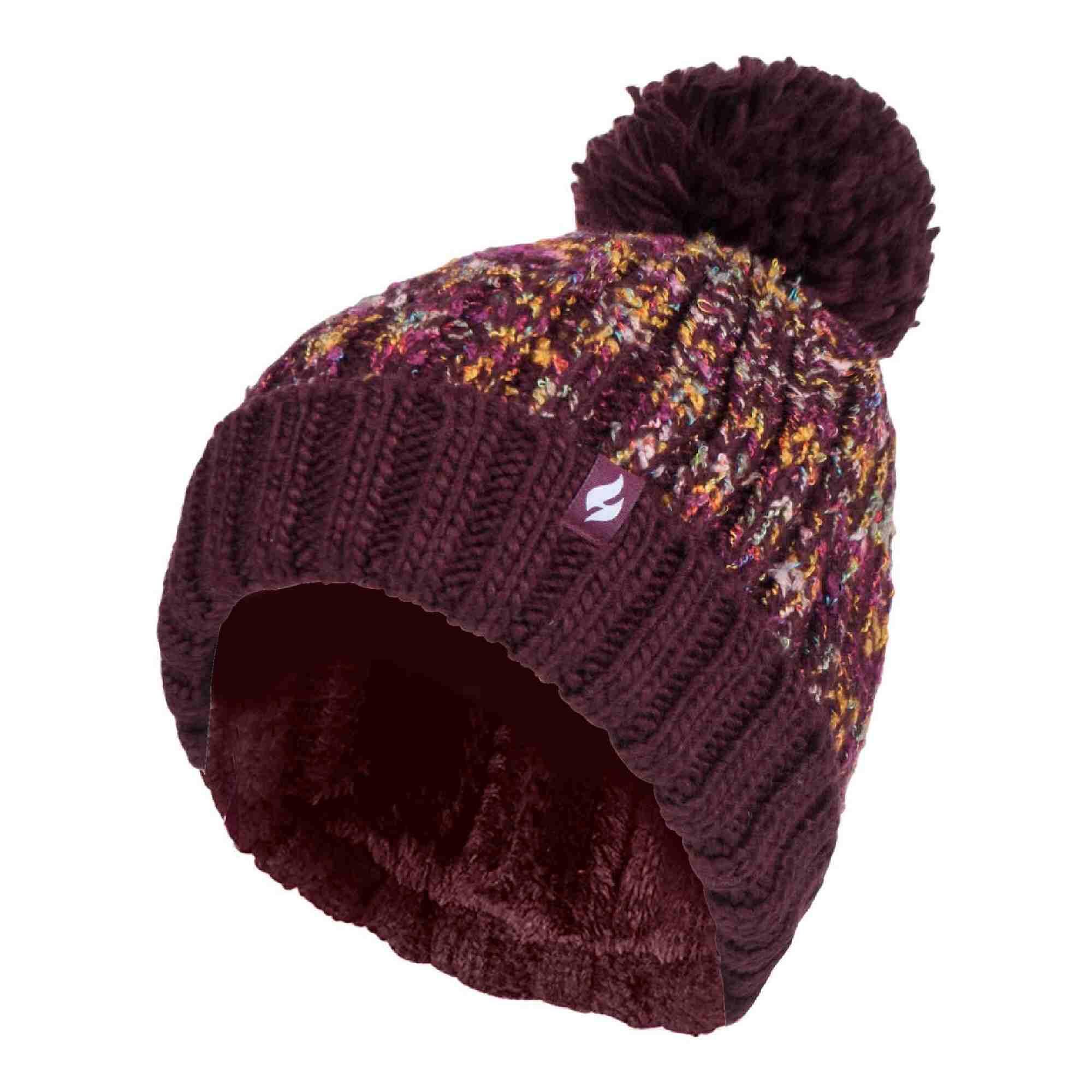 HEAT HOLDERS Ladies Thermal Winter Bobble Hat With Extra Large Pom Pom