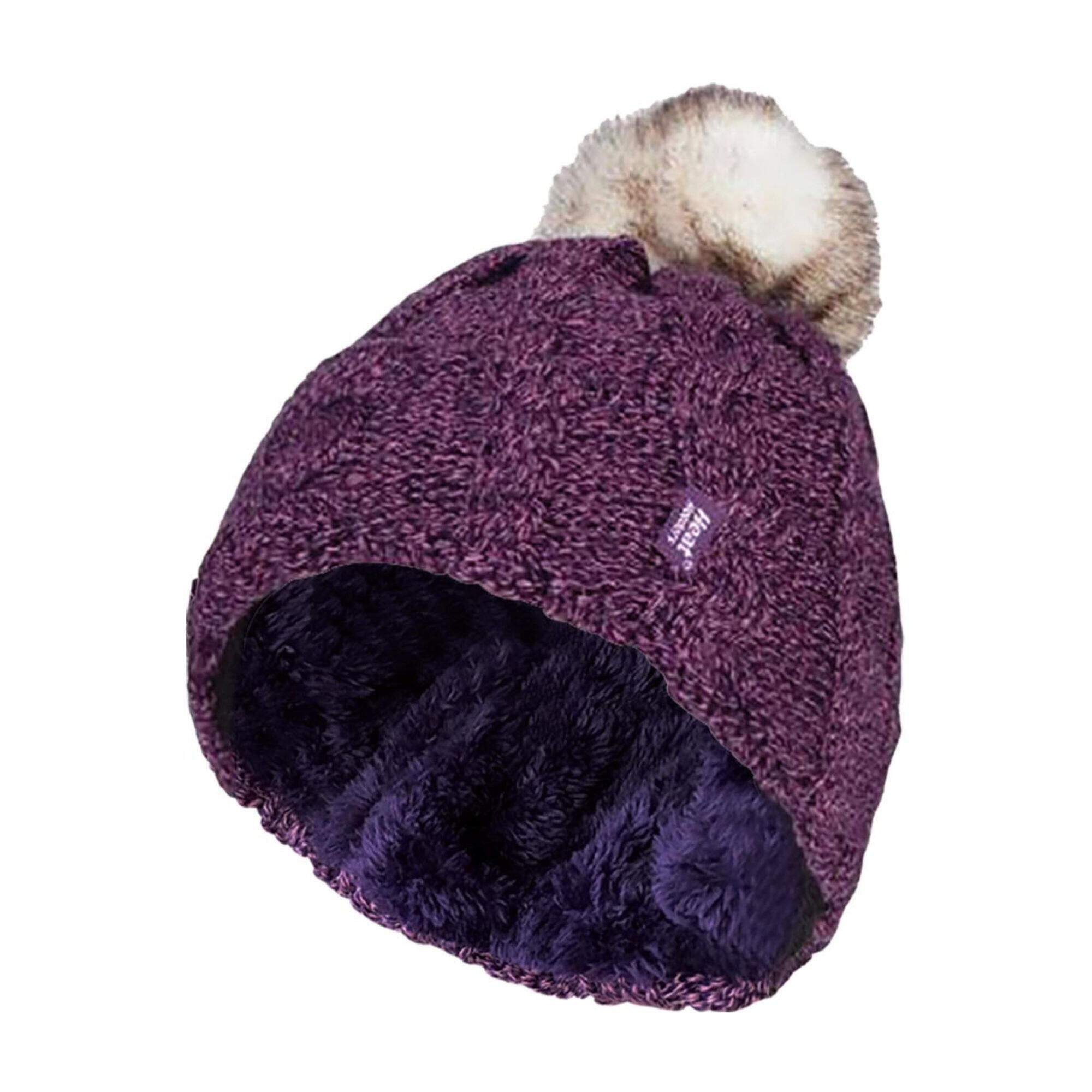 HEAT HOLDERS Ladies Knit Fleece Lined Thermal Bobble Hat with Pom Pom