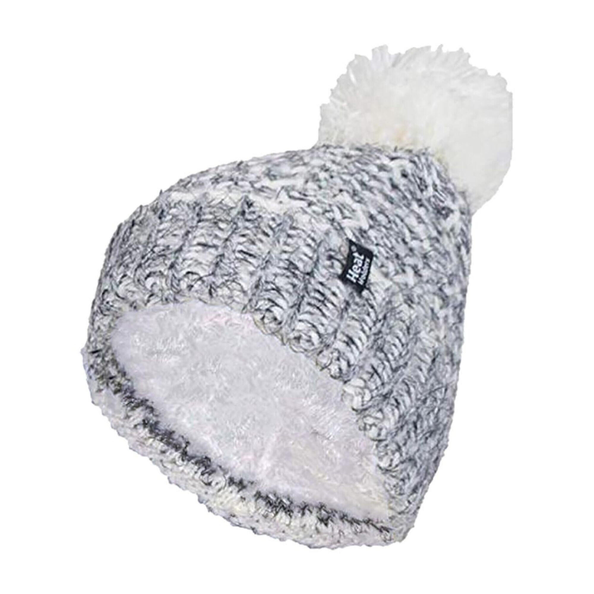 HEAT HOLDERS Ladies Fleece Lined Cuffed Thermal Winter Bobble Hat with Pom Pom