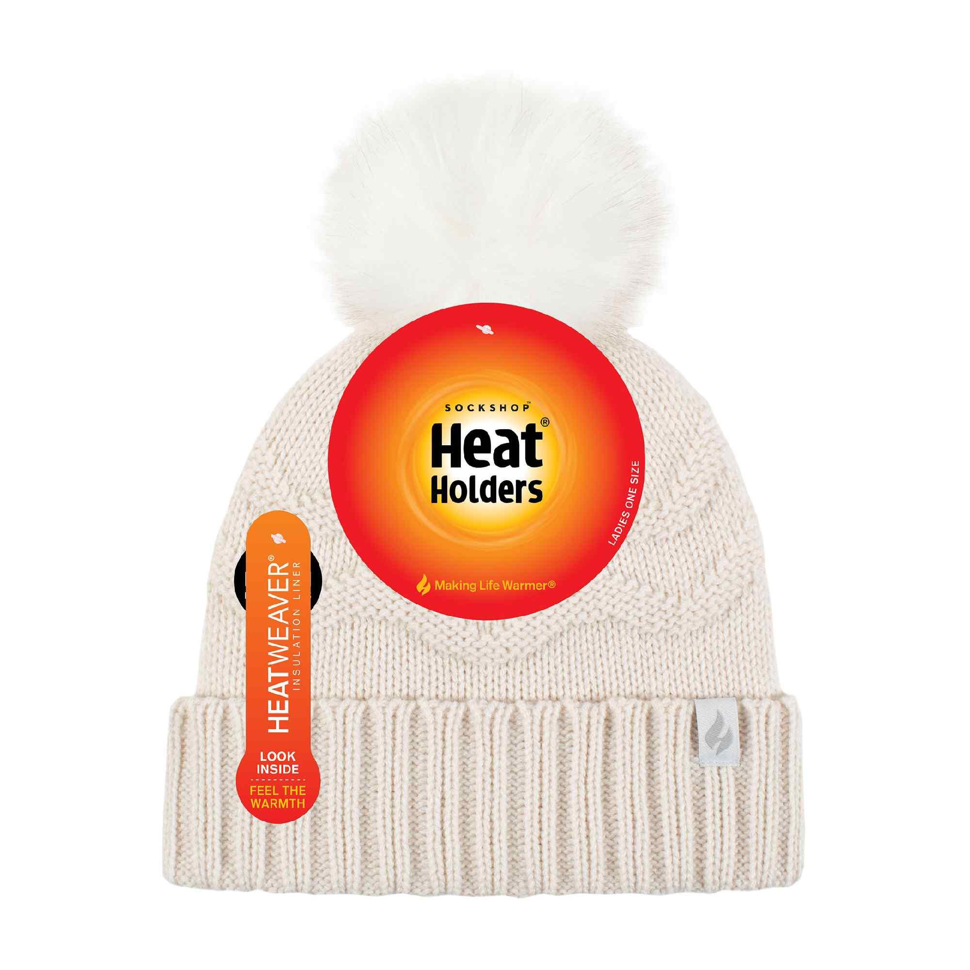 HEAT HOLDERS Cappello Invernale Donna Con Pom Pom – Modello Vintage, Fodera In Pile Heatweaver, Morbido E Caldo, Lavabile, Blu/crema - 2