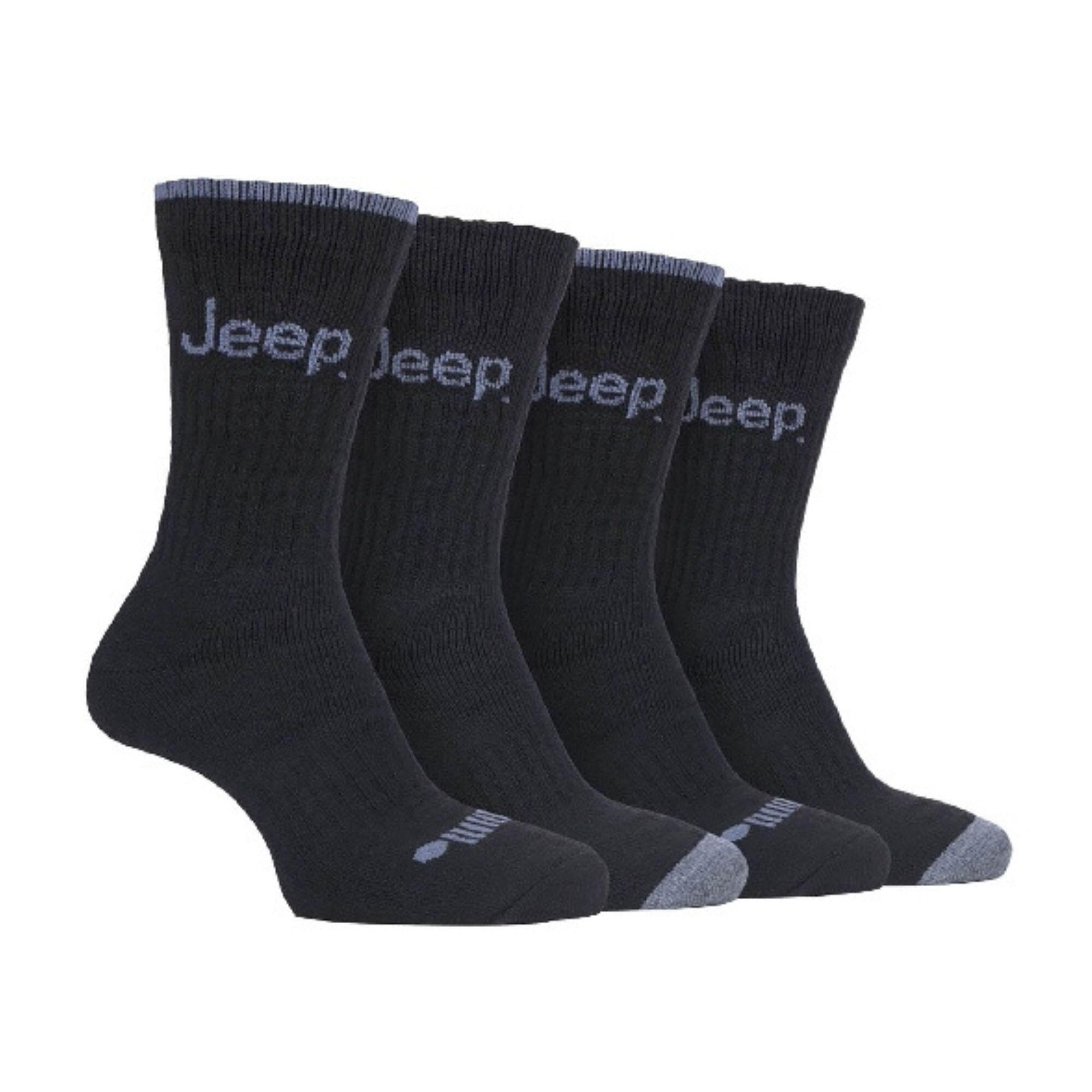 JEEP 4 Pairs Mens Anti Blister Thick Cushioned Luxury Boot Socks for Hiking