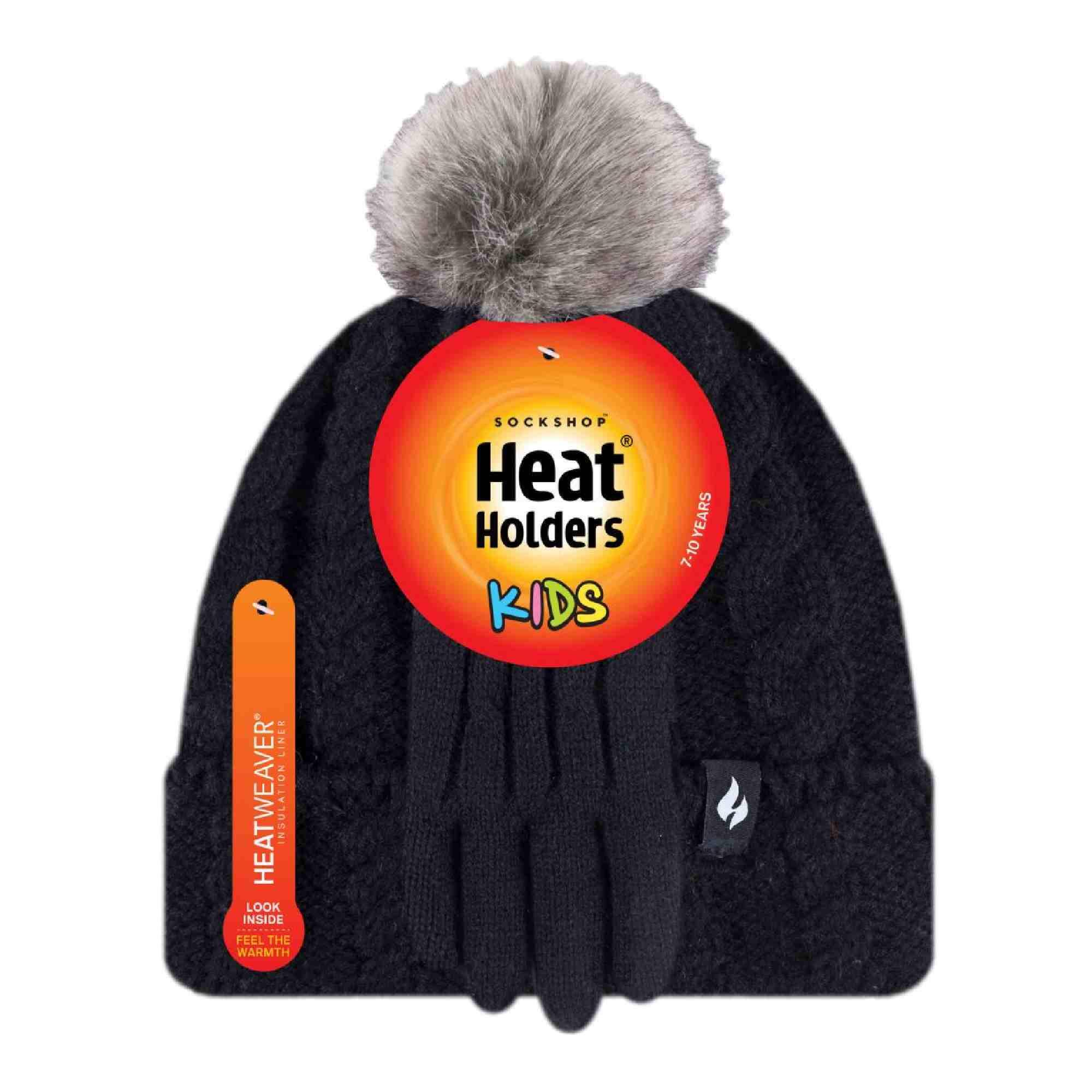 Girls Bobble Pom Pom Thermal Hat and Gloves Set 2/3