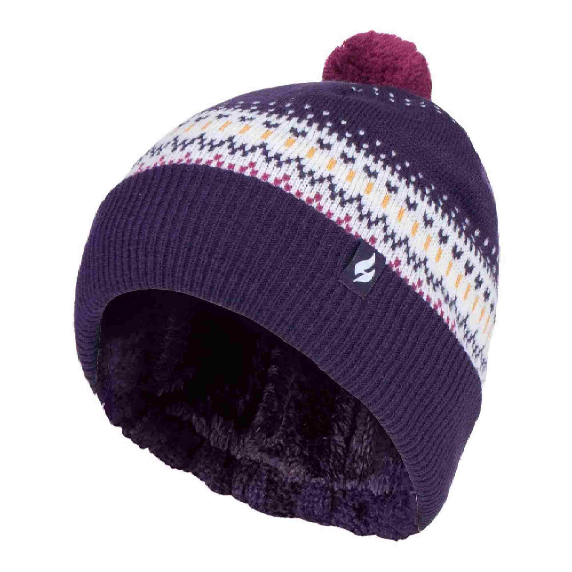 Ladies Knitted Beanie Bobble Hat with Pom Pom 1/7
