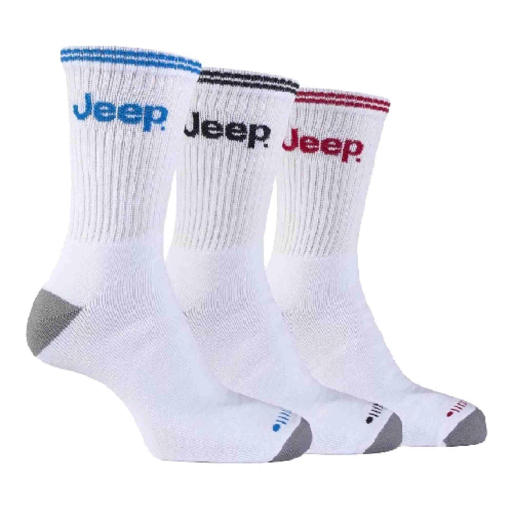 JEEP 3 Pairs Mens Cotton Thick Cushioned Terry Sport Socks with Retro Stripe