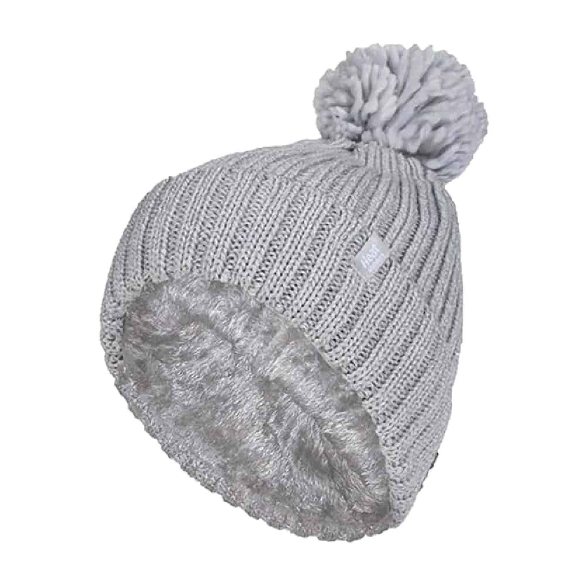 HEAT HOLDERS Ladies Ribbed Cuffed Thermal Insulated Winter Pom Pom Bobble Hat