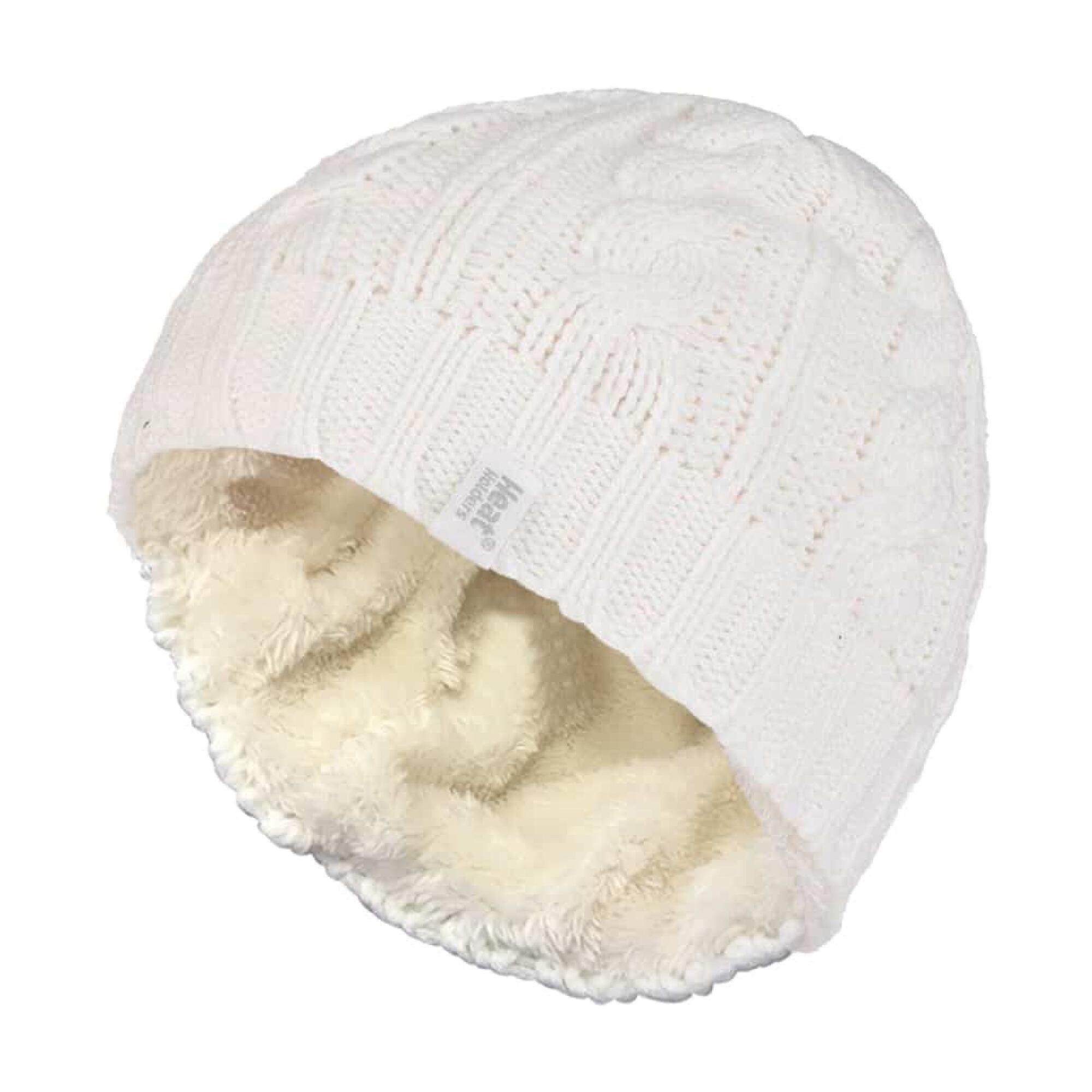 HEAT HOLDERS Ladies Cable Knit 3.4 Tog Fleece Lined Thermal Winter Hat