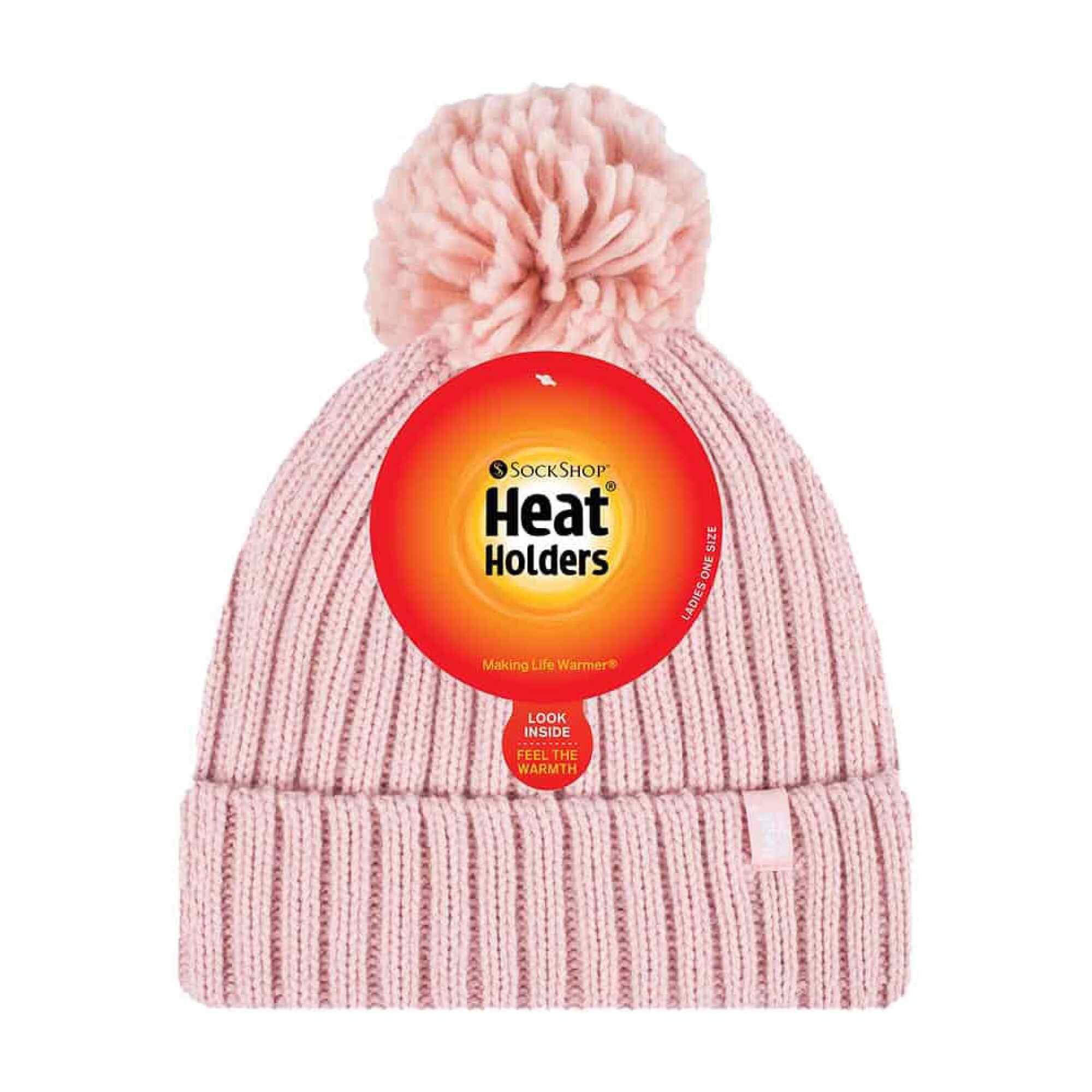 Heat Holders Damen Strickmütze mit Kunstfell Bommel und Fleecefutter - Schwarz 2/5