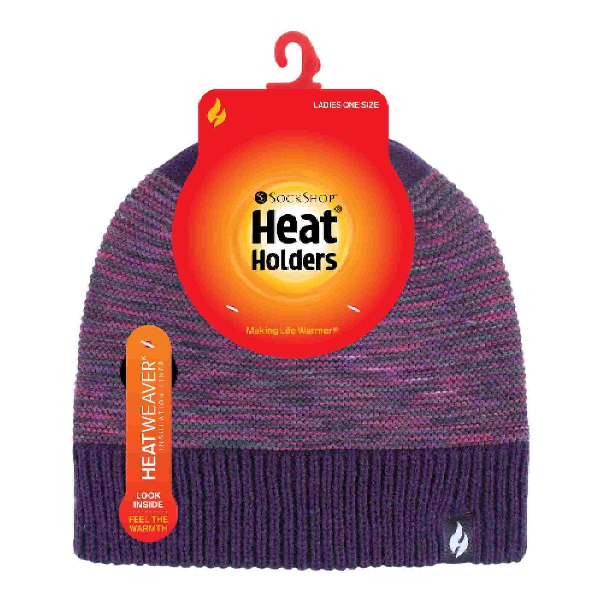 Heat Holders Men's Thermal Beanie Hat - Winter Garter Knit Turnover Cuff Beanie With Fleece Lining
