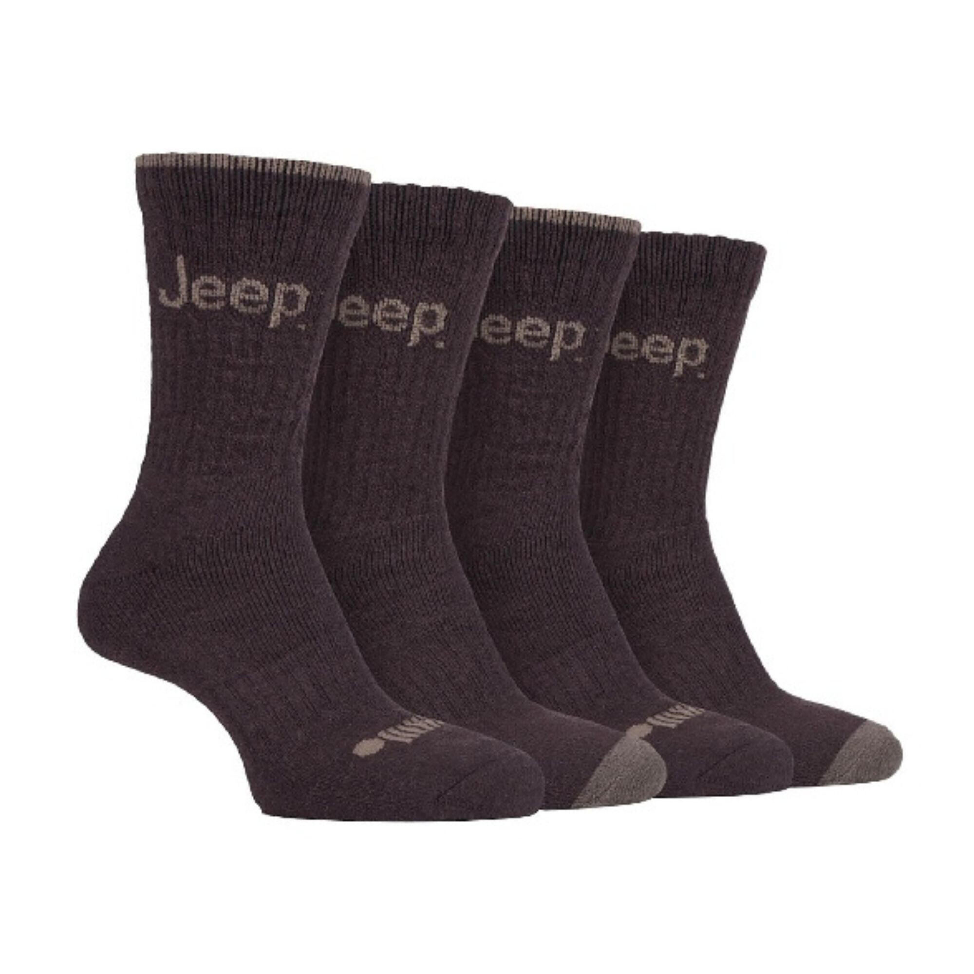 JEEP 4 Pairs Mens Anti Blister Thick Cushioned Luxury Boot Socks for Hiking