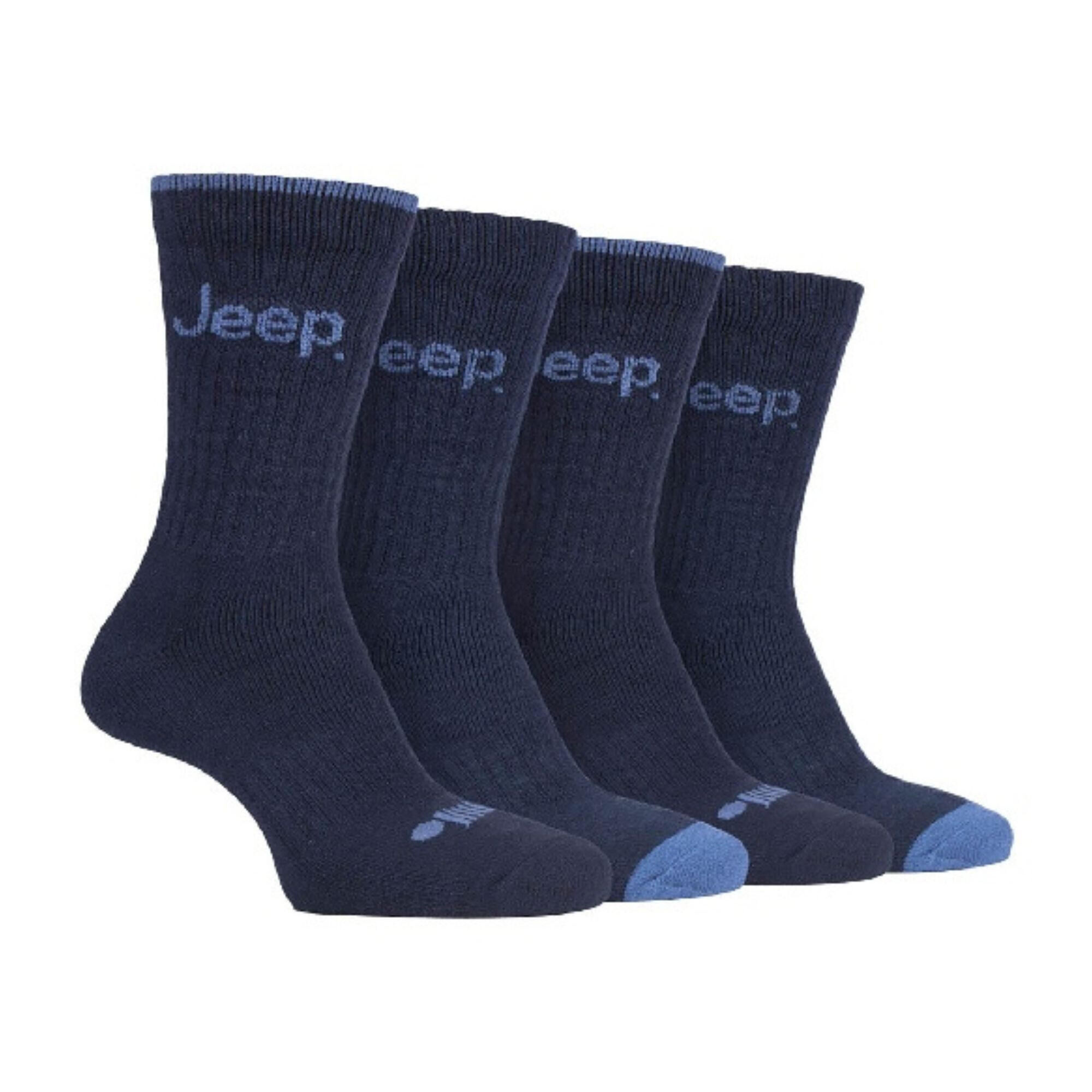 JEEP 4 Pairs Mens Anti Blister Thick Cushioned Luxury Boot Socks for Hiking