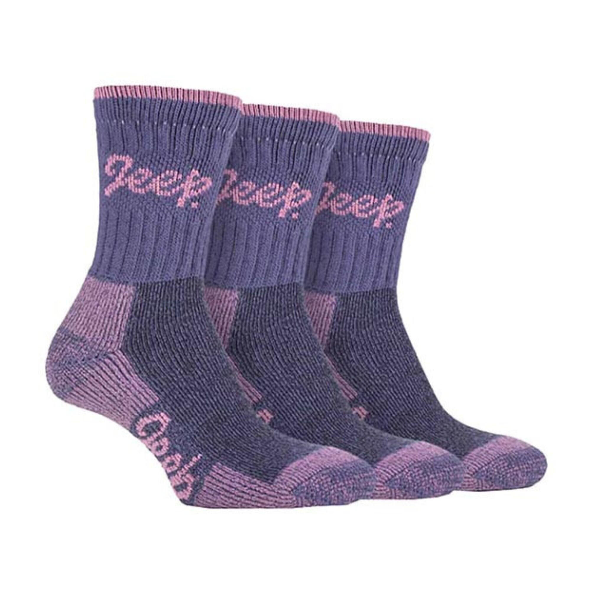 JEEP 3 Pairs Cotton Cushioned Walking Hiking Socks for Ladies