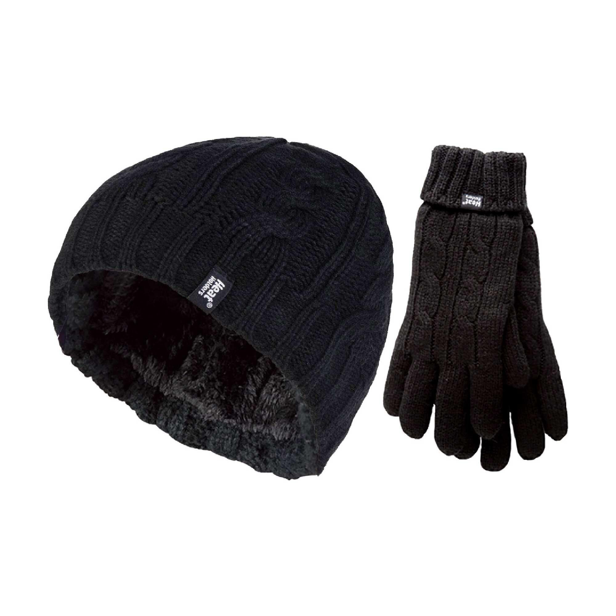 Ladies Fleece Lined Thermal Hat & Gloves Set for Winter 1/4