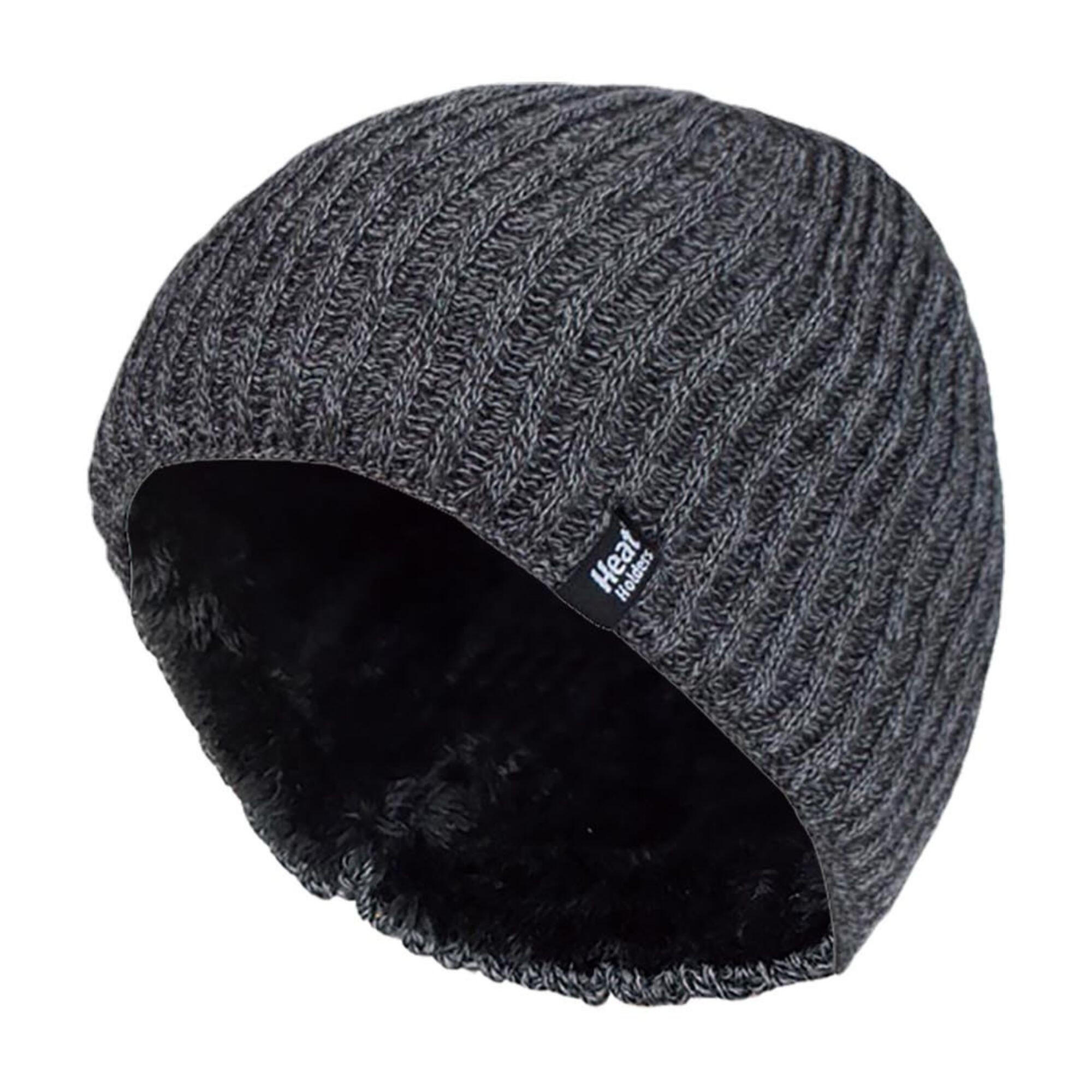 Mens Fleece Lined Thermal Winter Knitted Beanie Hat 1/4