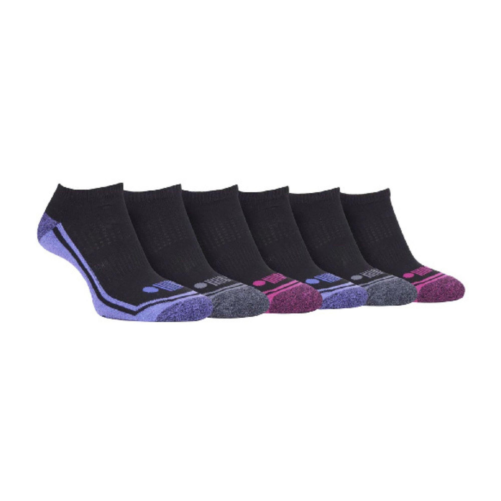 6 Pairs Ladies Performance Polyester Ankle Trainer Socks 1/3