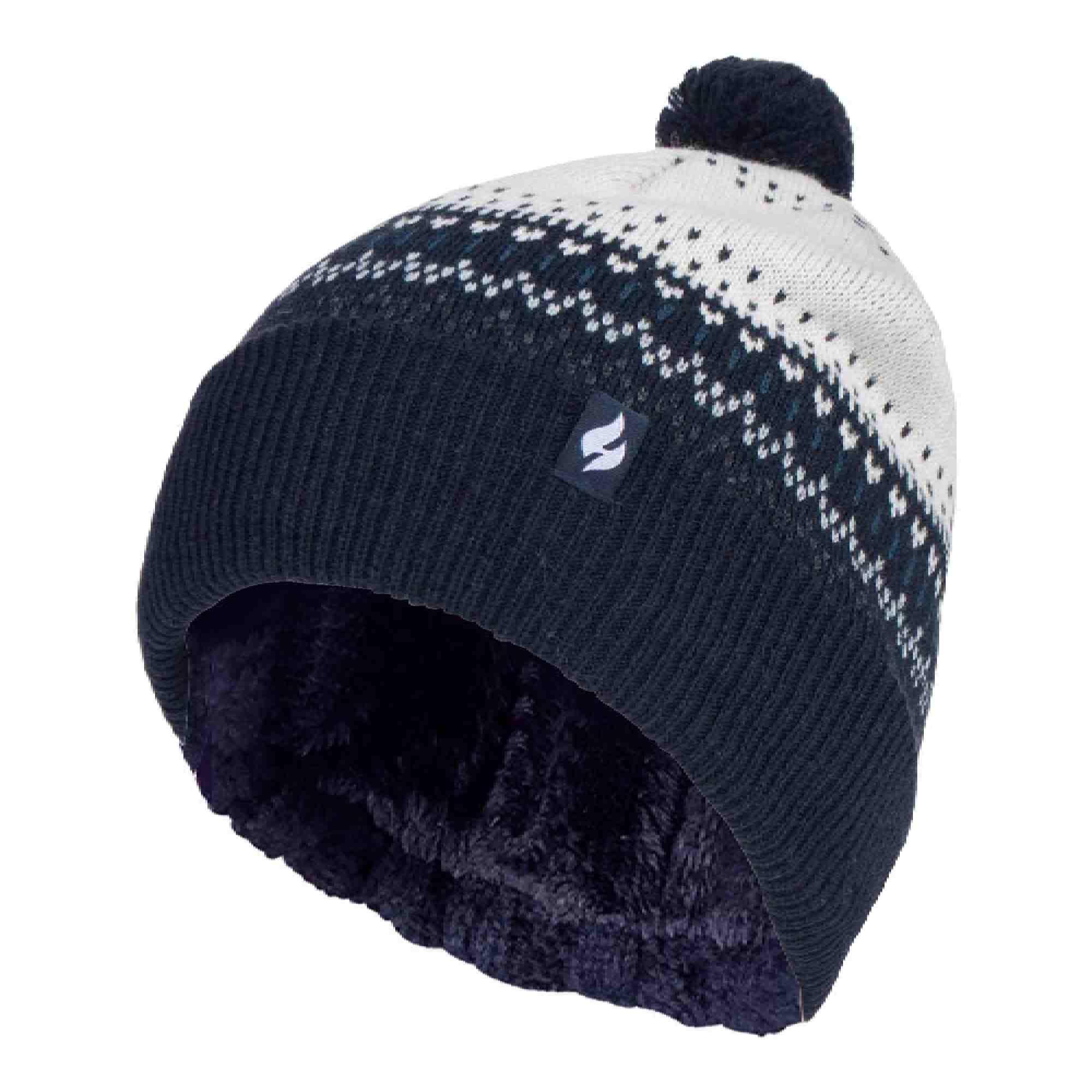 Ladies Knitted Beanie Bobble Hat with Pom Pom 1/7