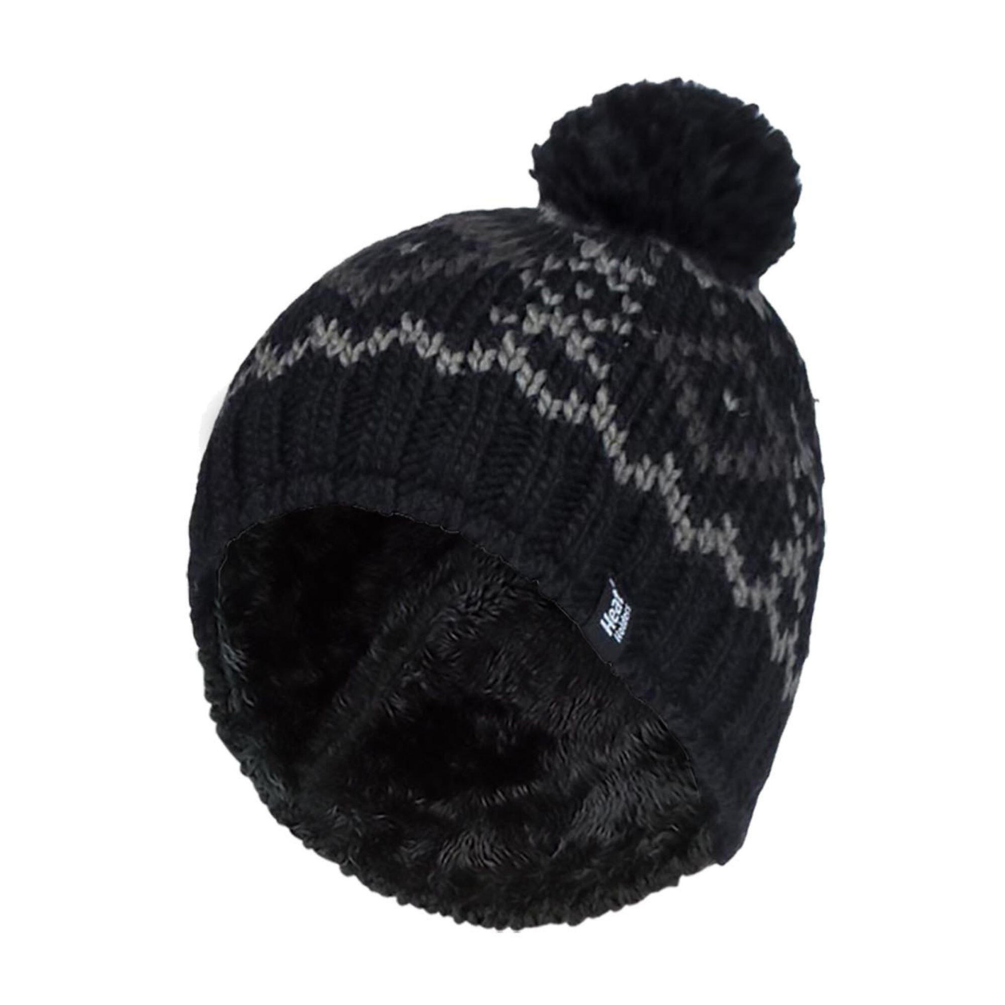 Mens Fleece Lined Thermal Winter Warm Beanie Bobble Hat with Pom Pom 1/6