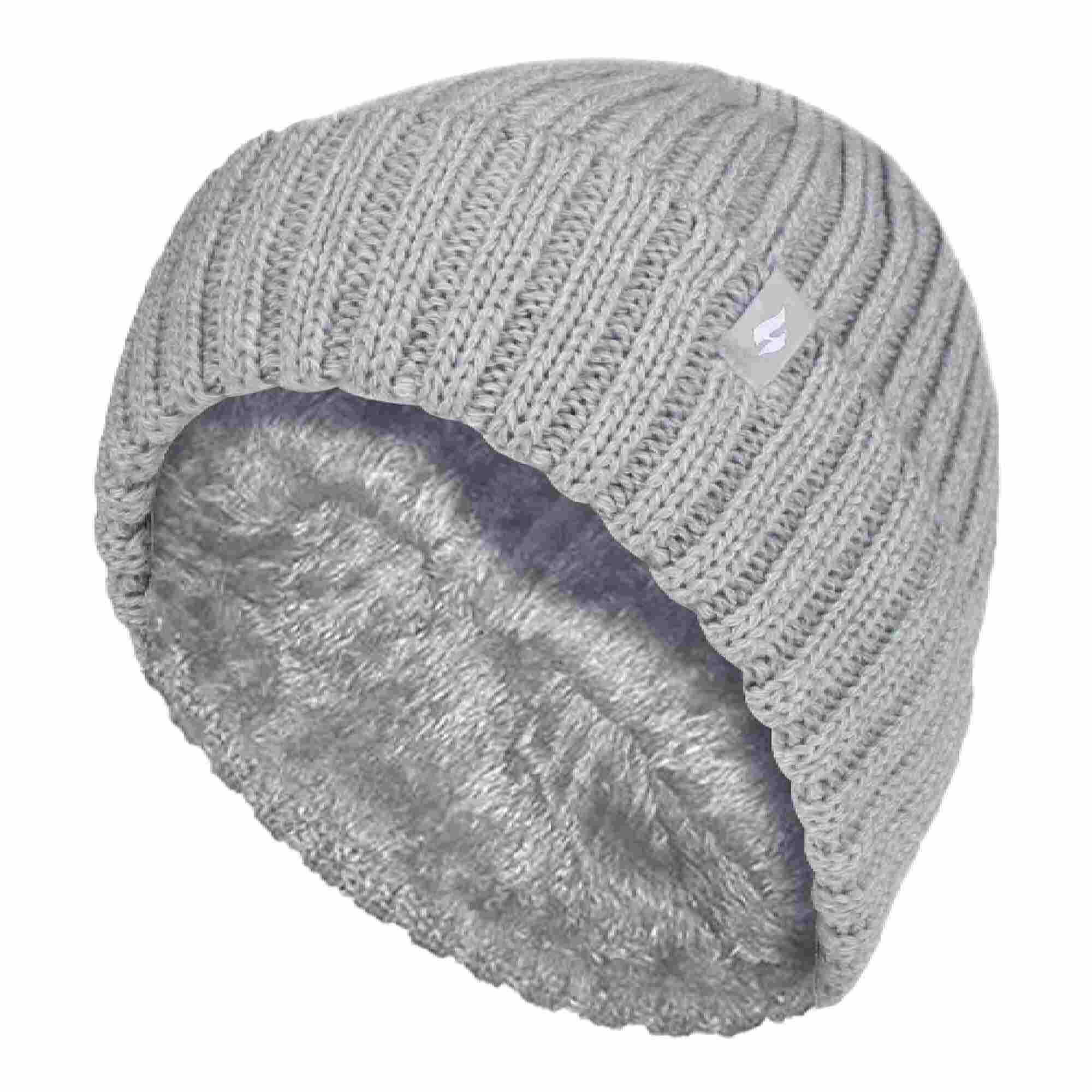 HEAT HOLDERS Girls Thick Chunky Ribbed Beanie Hat with Bobble for Winter