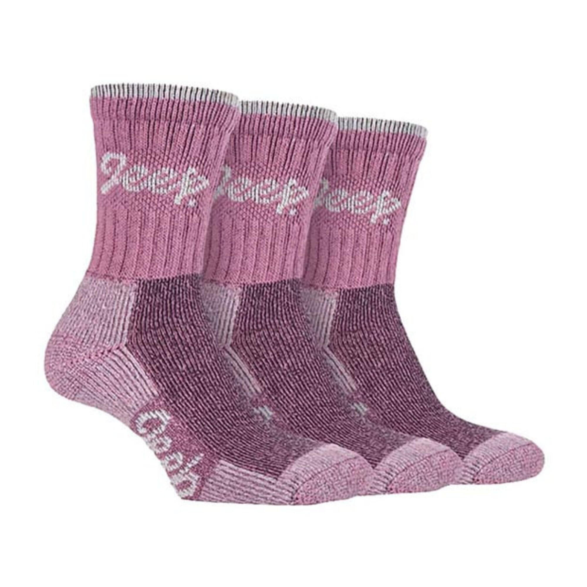 JEEP 3 Pairs Cotton Cushioned Walking Hiking Socks for Ladies