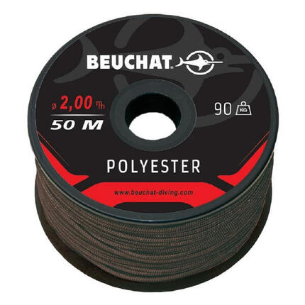 BOBINE 50M DE FIL POLYESTER Noir 2mm pour la chasse sous-marine