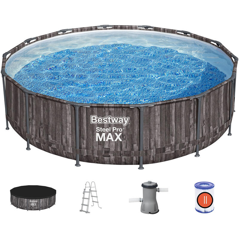 Bestway Pool Set Steel Pro Max 427 Holzoptik