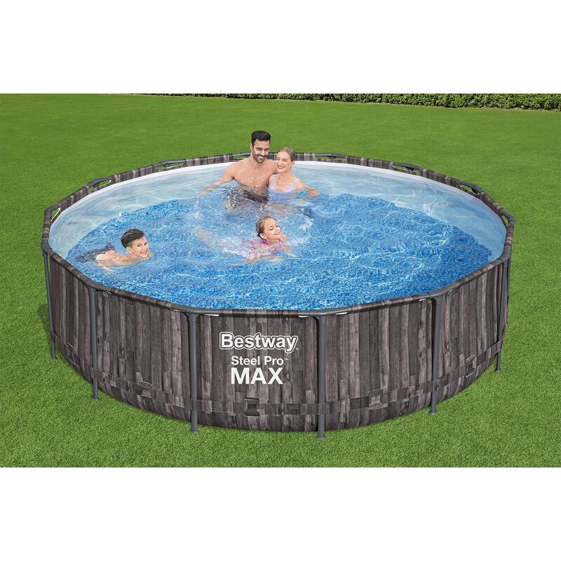 Bestway Pool Set Steel Pro Max 427 Holzoptik