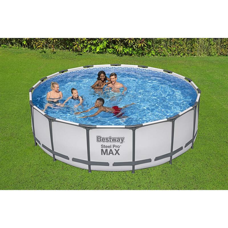 Bestway zwembad set Steel Pro Max 457 lichtgrijs