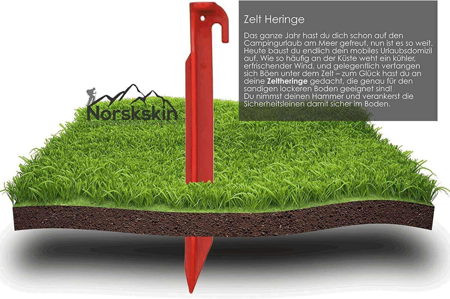 Zelt-Heringe aus Kunststoff 30 cm. 5 Stück Rot Heringe Erdnägel 2/6