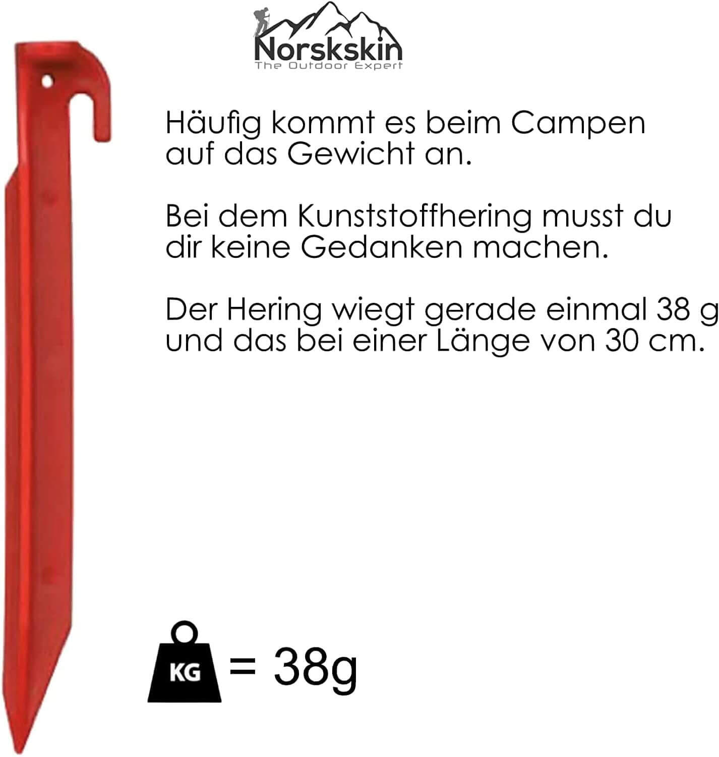 Zelt-Heringe aus Kunststoff 30 cm. 5 Stück Rot Heringe Erdnägel 4/6