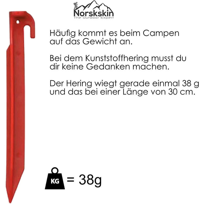 Zelt-Heringe aus Kunststoff 30 cm. 5 Stück Rot Heringe Erdnägel